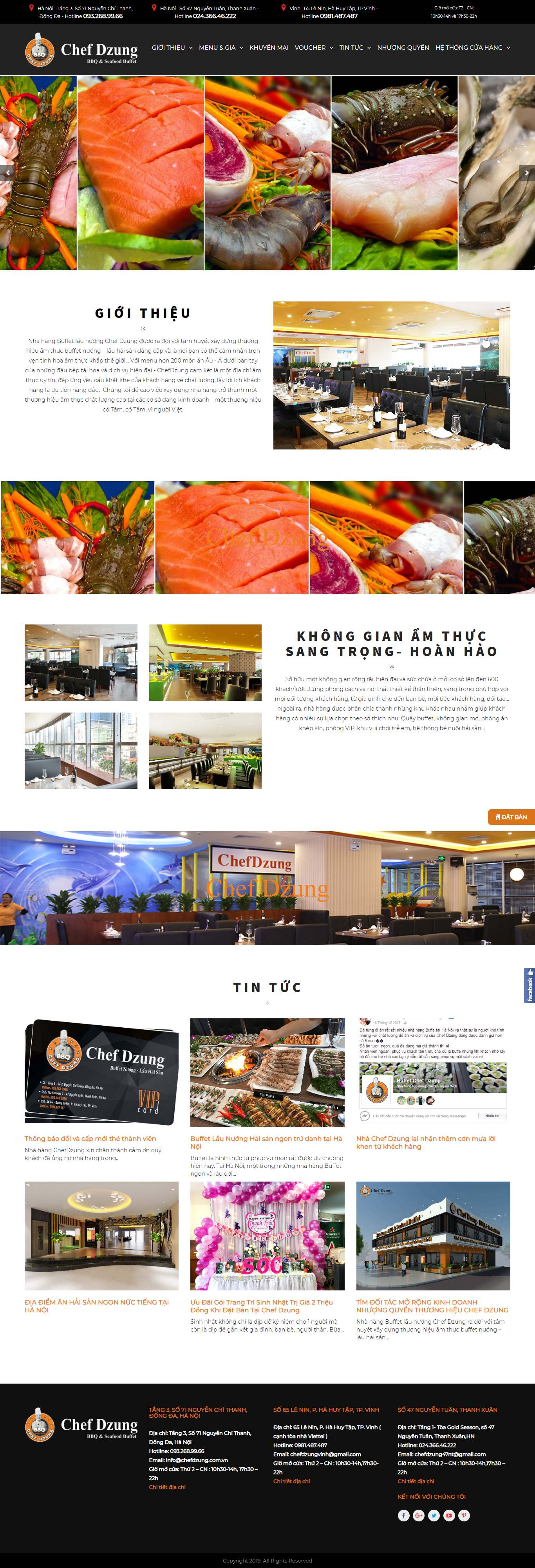 Thiết kế Website nhà hàng lẩu nướng - chefdzung.com.vn - VietWebGroup.Vn