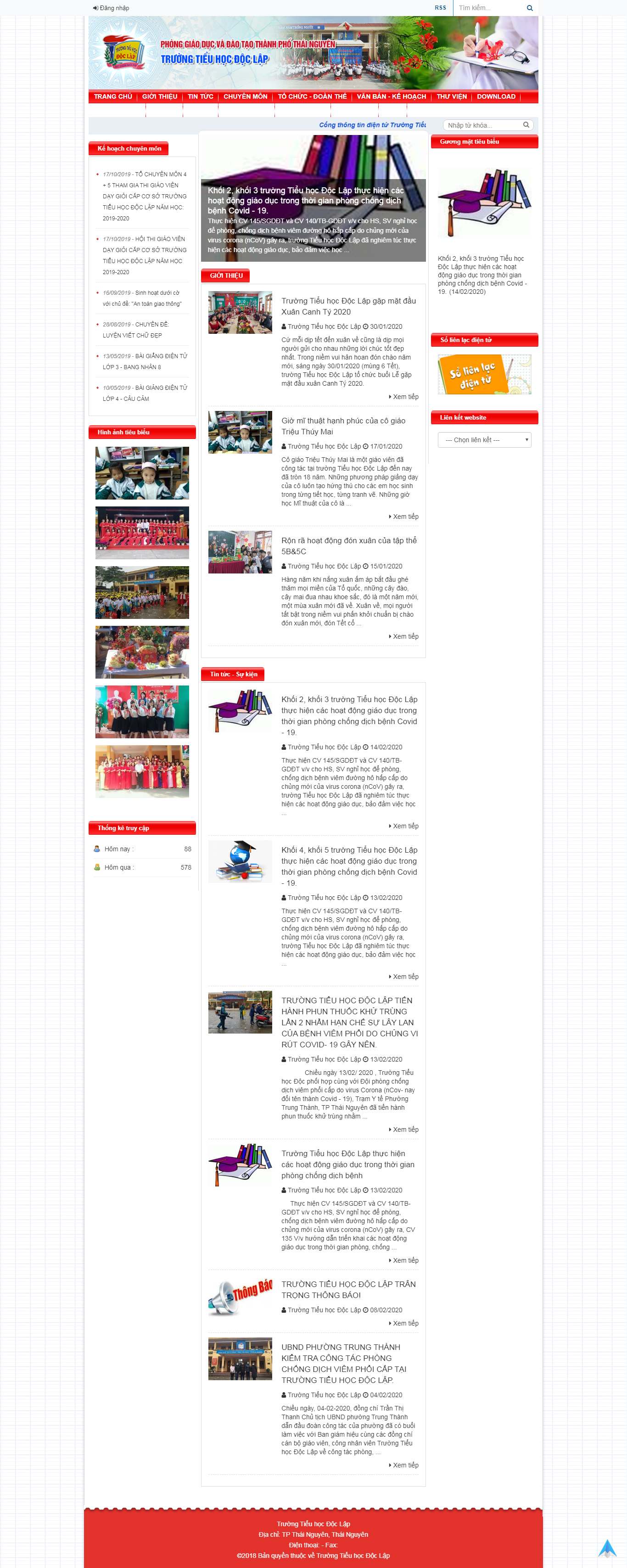 Thiết kế Website trường tiểu học - thdoclap.pgdtpthainguyen.edu.vn - VietWebGroup.Vn