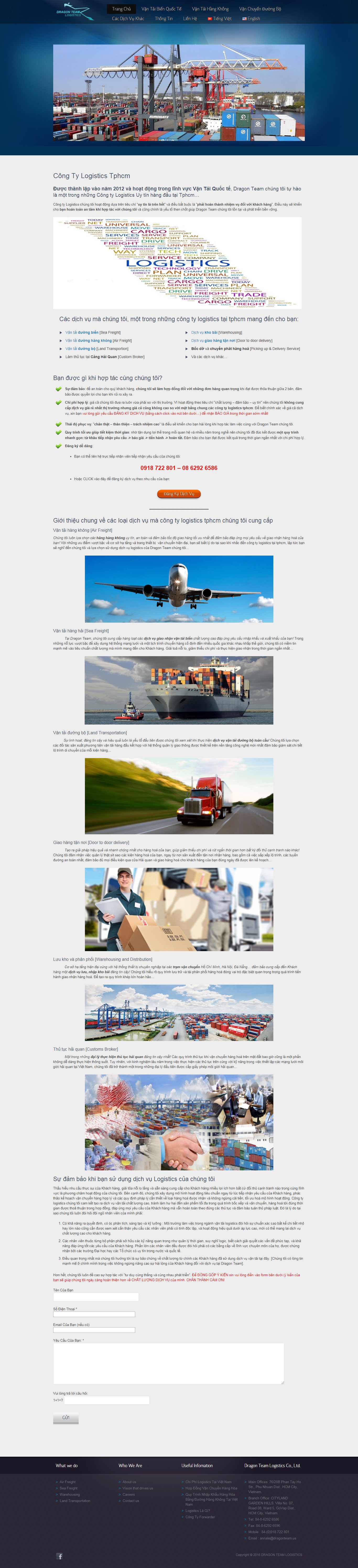 Thiết kế Website vận chuyển logistic - dragonteam.us - VietWebGroup.Vn