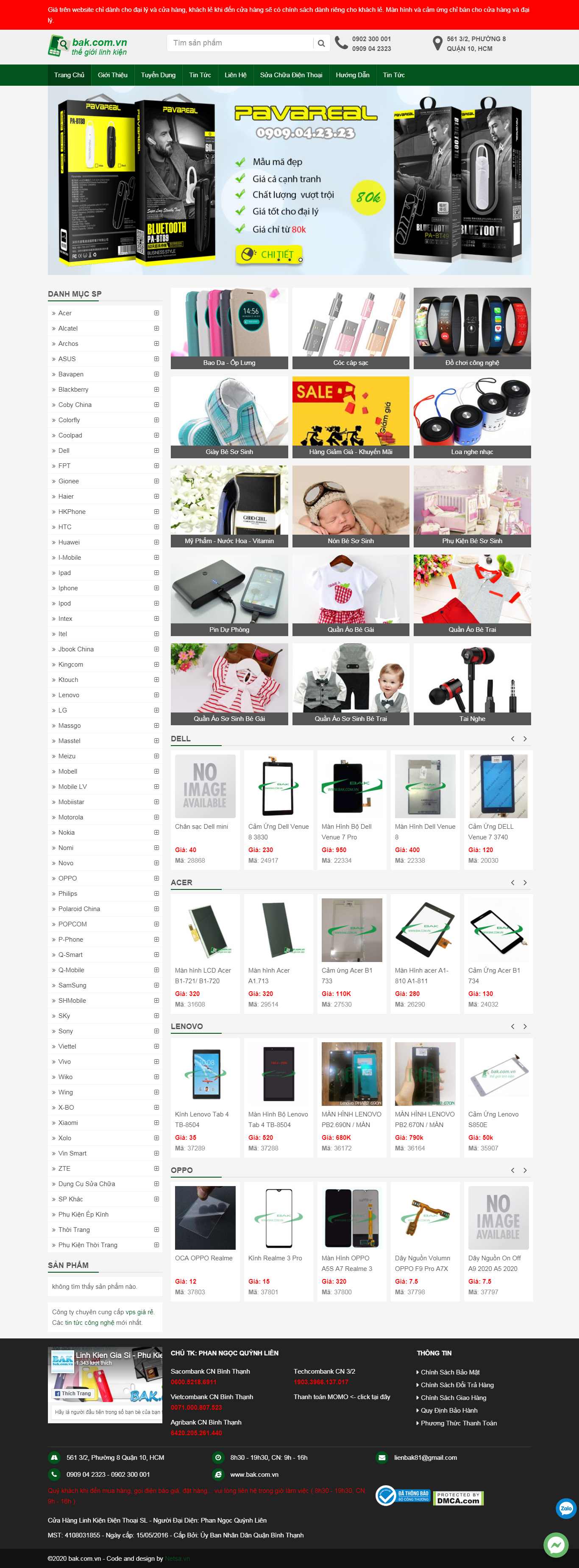 Thiết kế Website linh kiện điện thoại - bak.com.vn - VietWebGroup.Vn