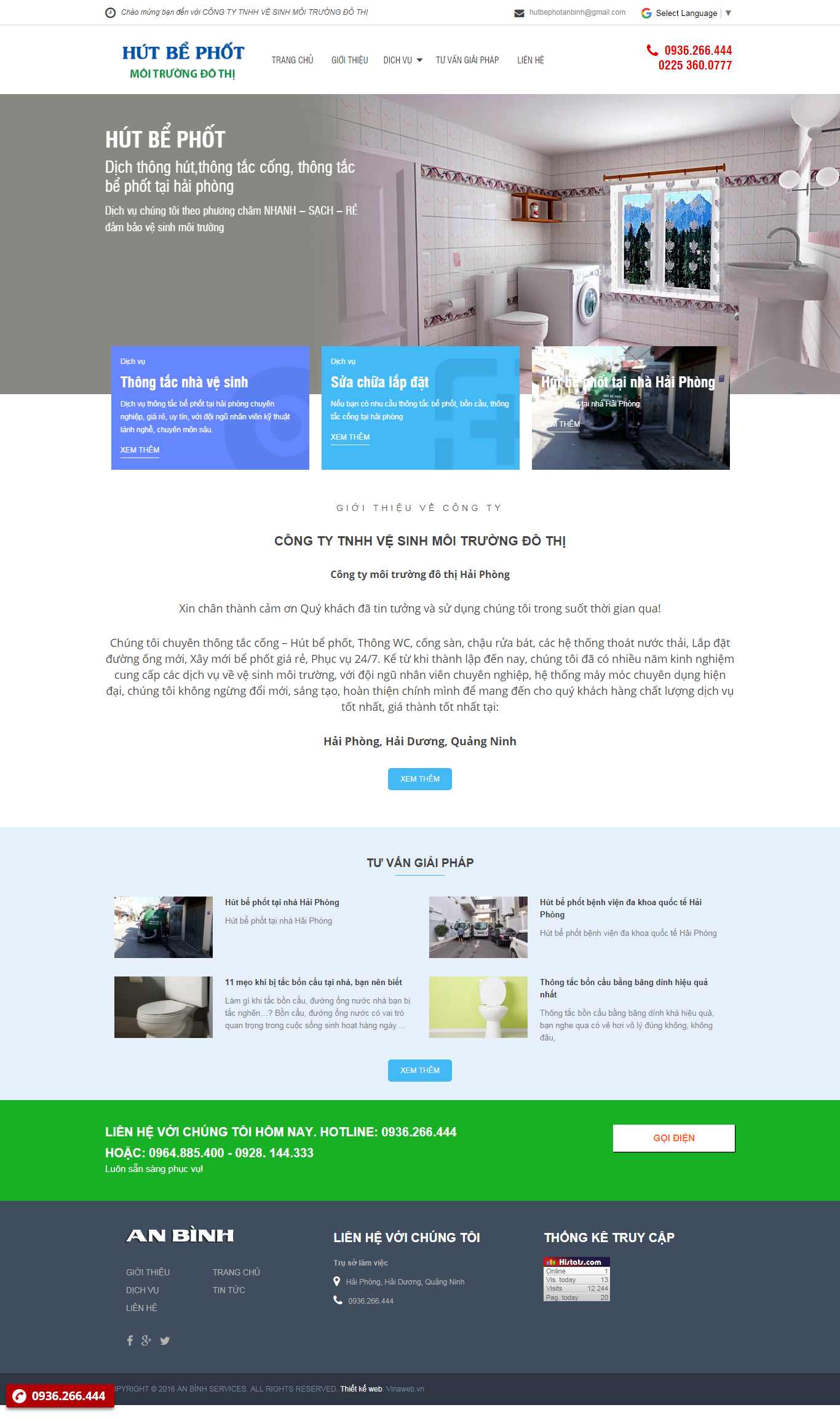 Thiết kế Website công ty môi trường - hutbephotanbinh.com - VietWebGroup.Vn