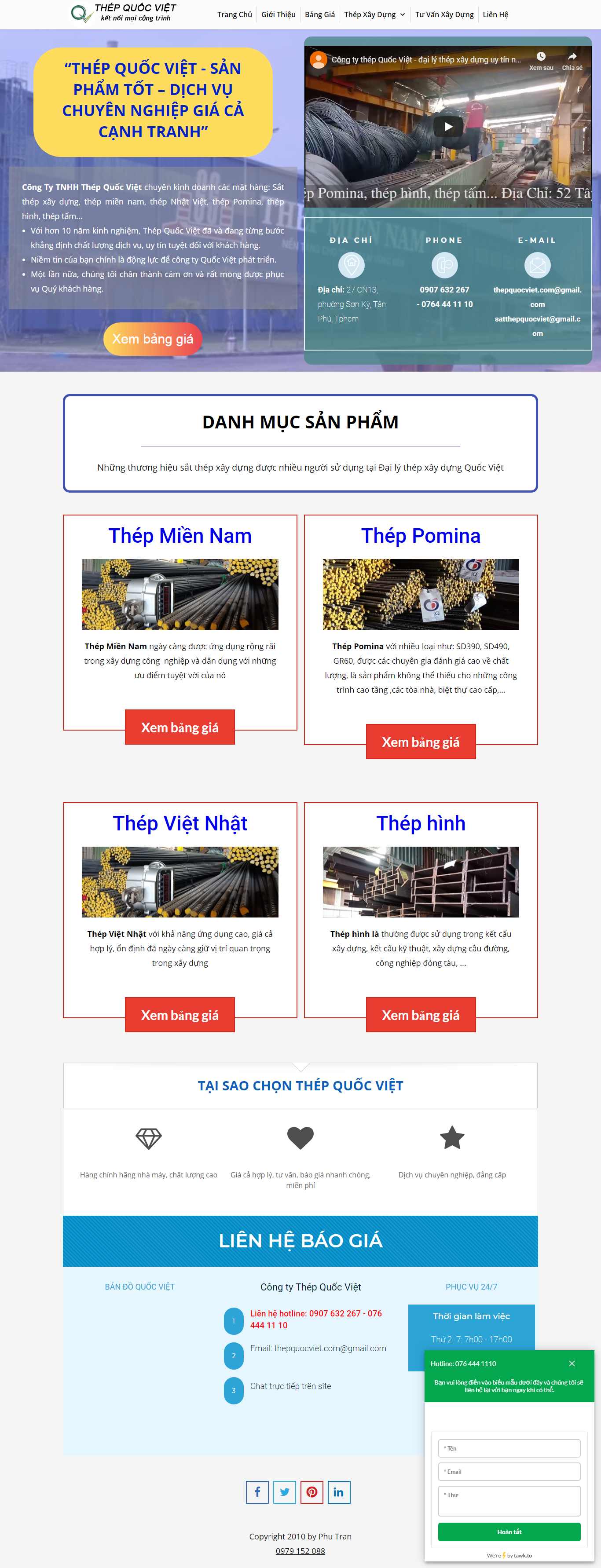 Thiết kế Website kinh doanh sắt thép - thepquocviet.com - VietWebGroup.Vn