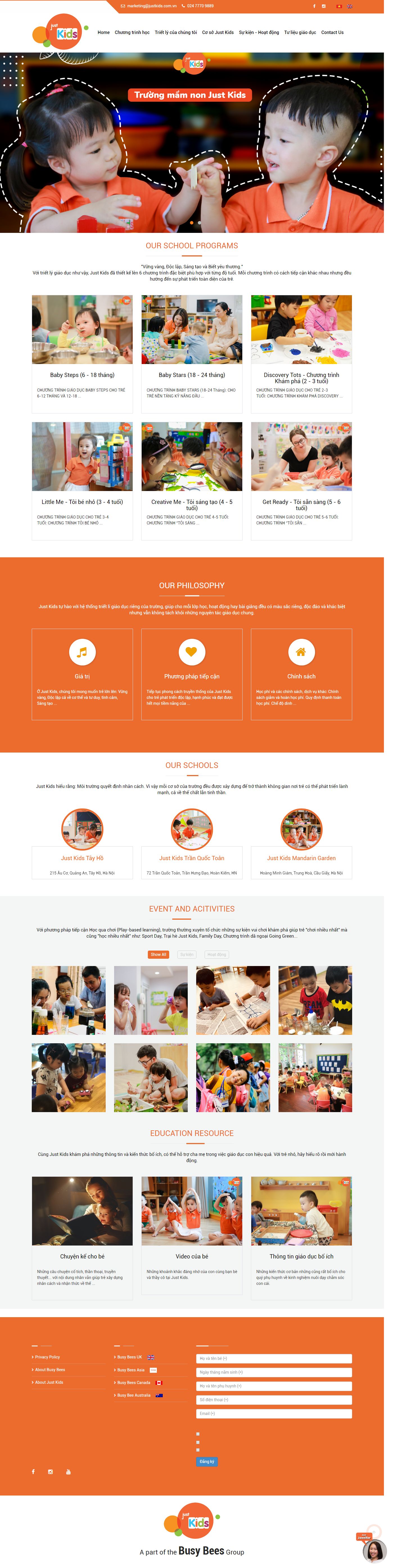Thiết kế Website trường mầm non - www.justkids.com.vn - VietWebGroup.Vn