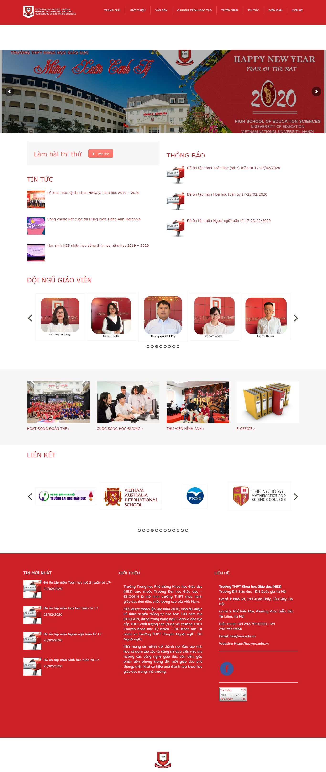 Thiết kế Website trường trung học - hes.vnu.edu.vn - VietWebGroup.Vn