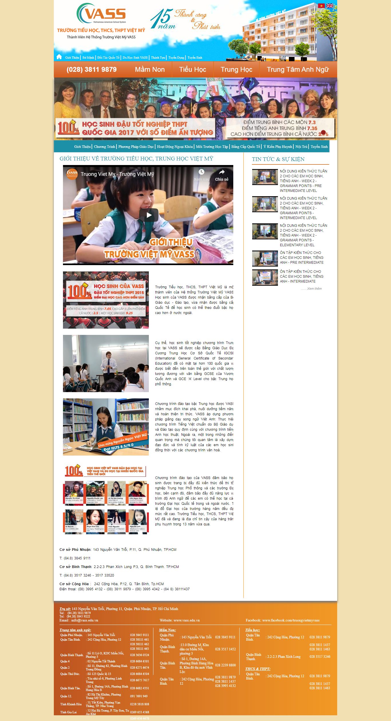 Thiết kế Website trường trung học - vass.edu.vn - VietWebGroup.Vn