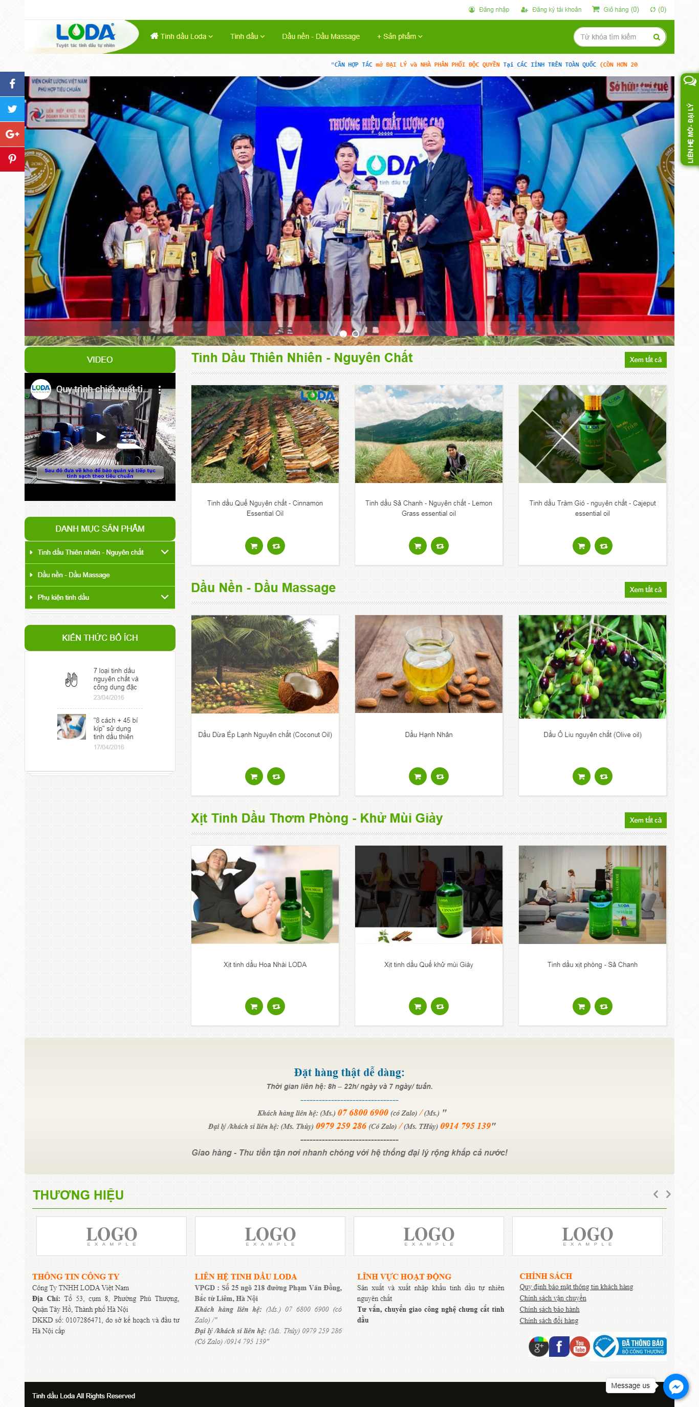 Thiết kế Website bán tinh dầu - tinhdauloda.vn - VietWebGroup.Vn