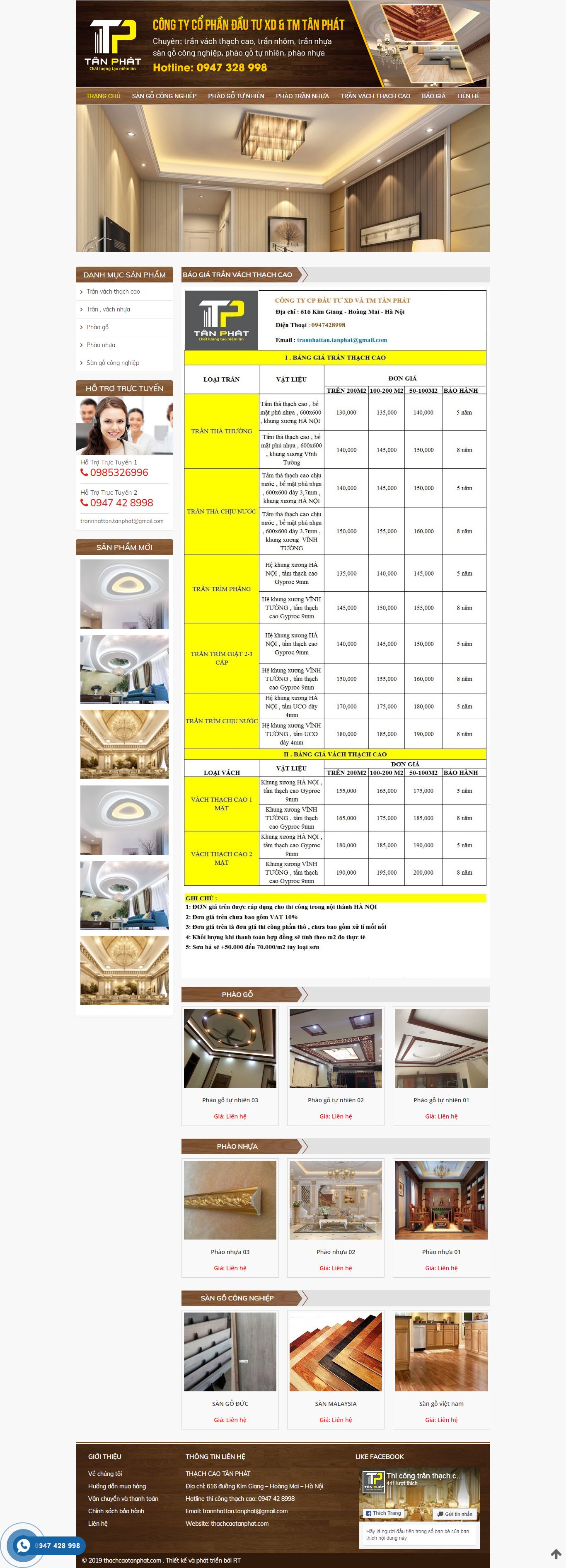 Thiết kế Website trần thạch cao - thachcaotanphat.com - VietWebGroup.Vn
