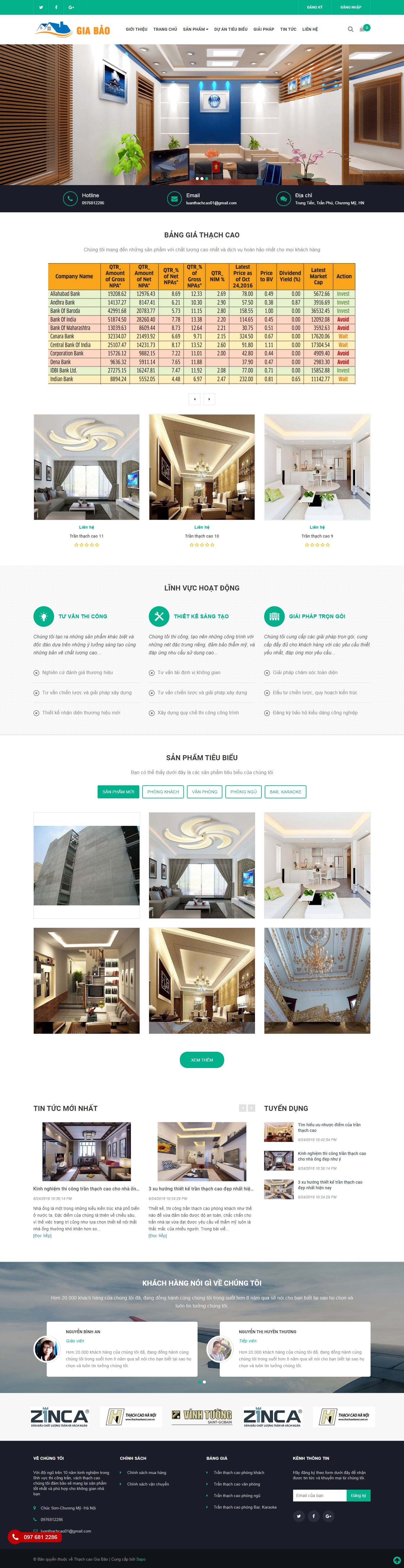 Thiết kế Website trần thạch cao - thachcaogiabao.vn - VietWebGroup.Vn