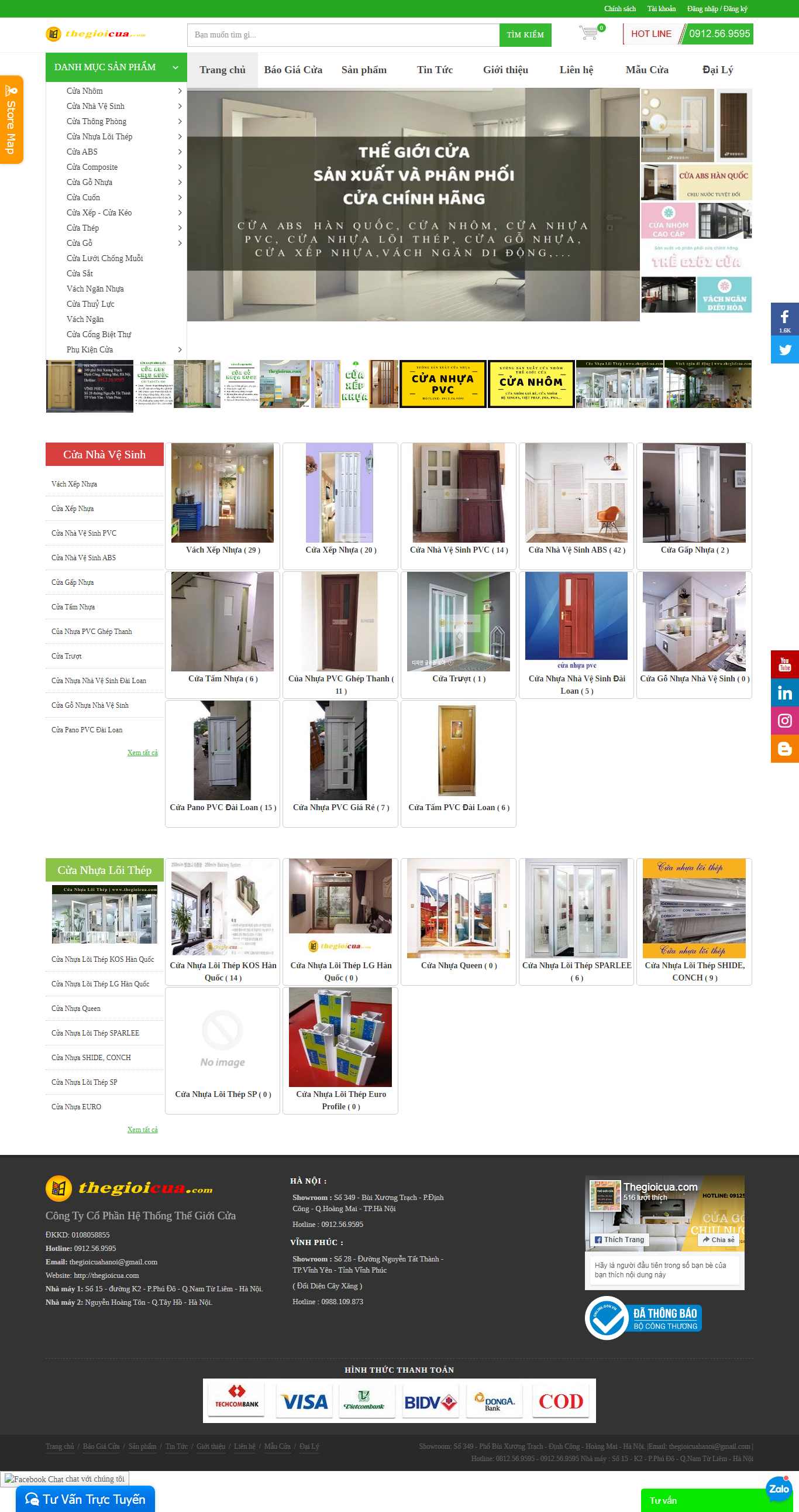 Thiết kế Website cửa nhựa - thegioicua.com - VietWebGroup.Vn