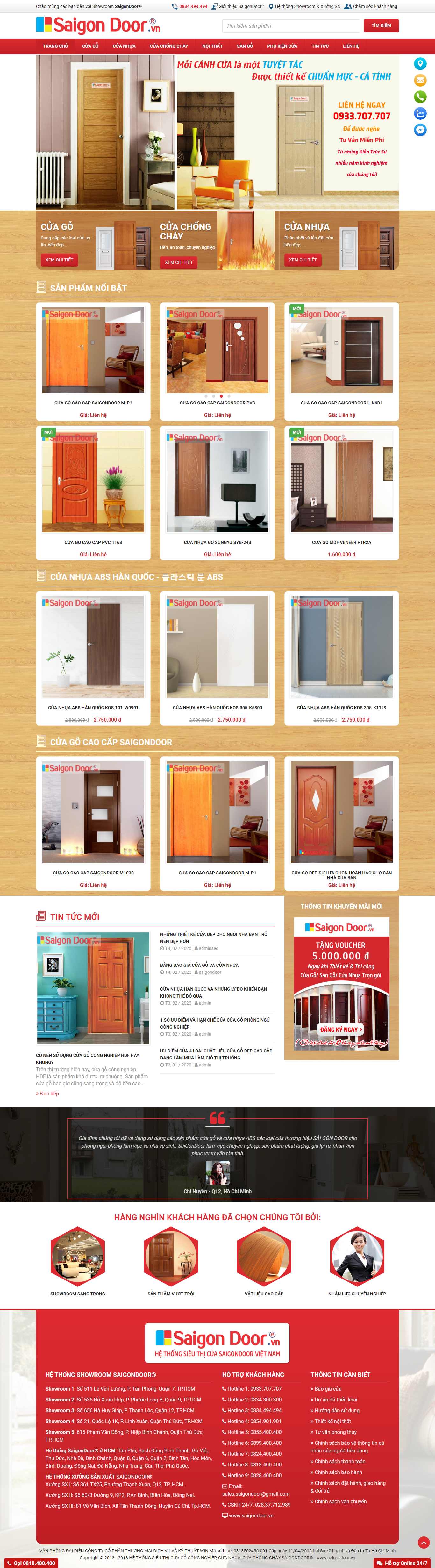 Thiết kế Website cửa nhựa - saigondoor.vn - VietWebGroup.Vn