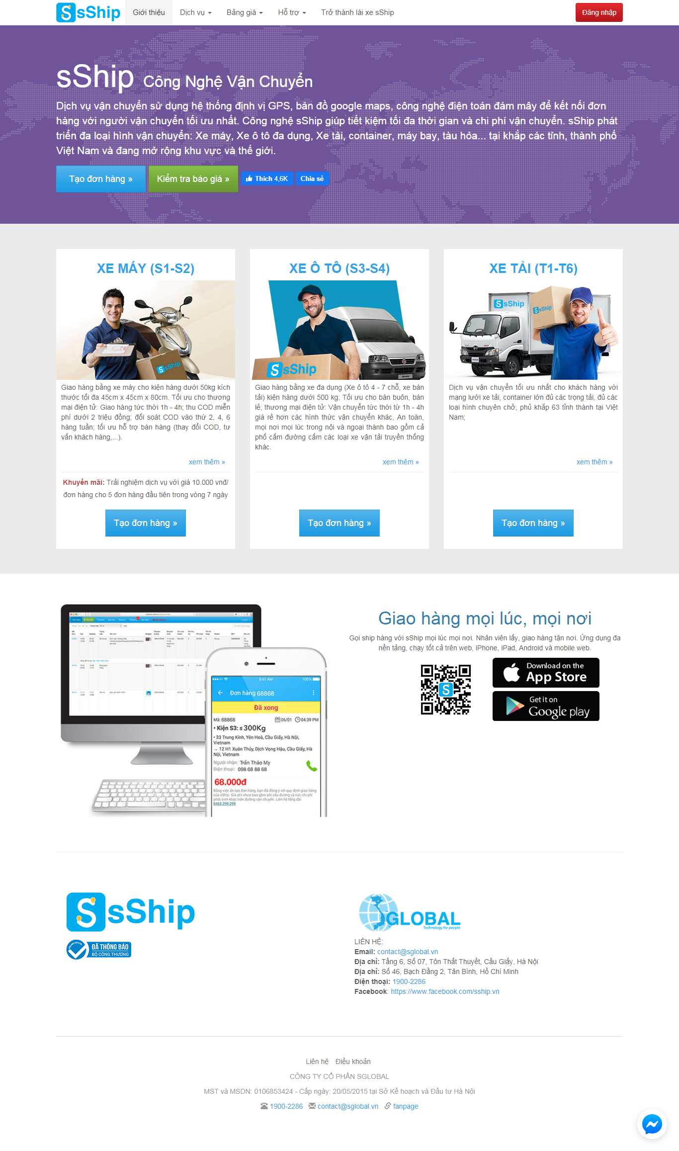 Thiết kế Website dịch vụ vận tải - sship.vn - VietWebGroup.Vn