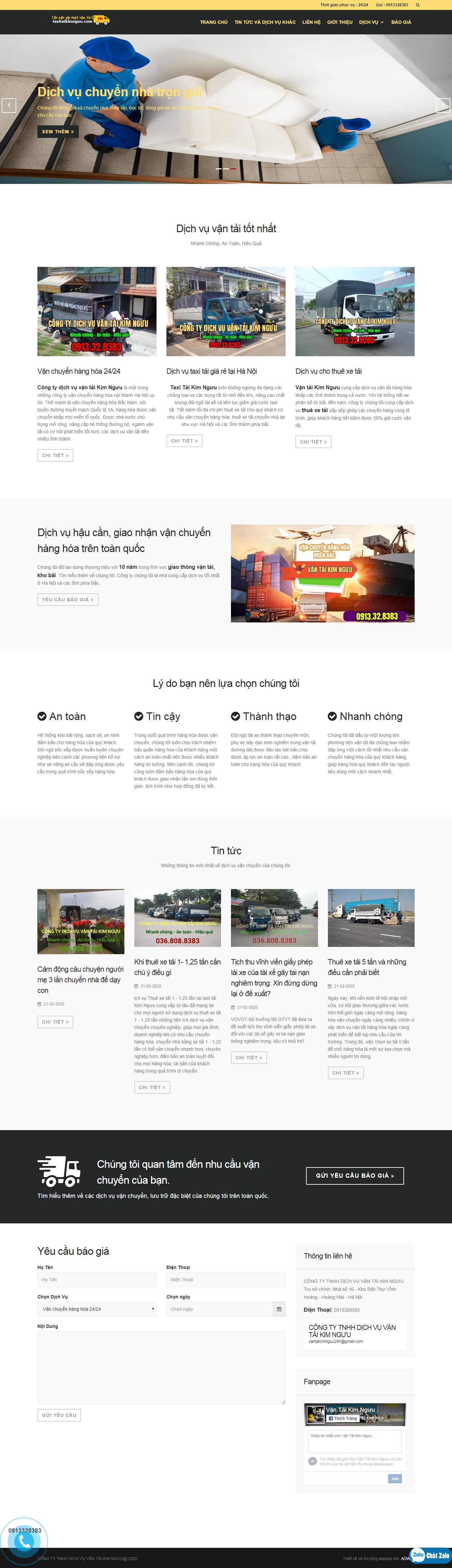 Thiết kế Website dịch vụ vận tải - taxitaikimnguu.com - VietWebGroup.Vn