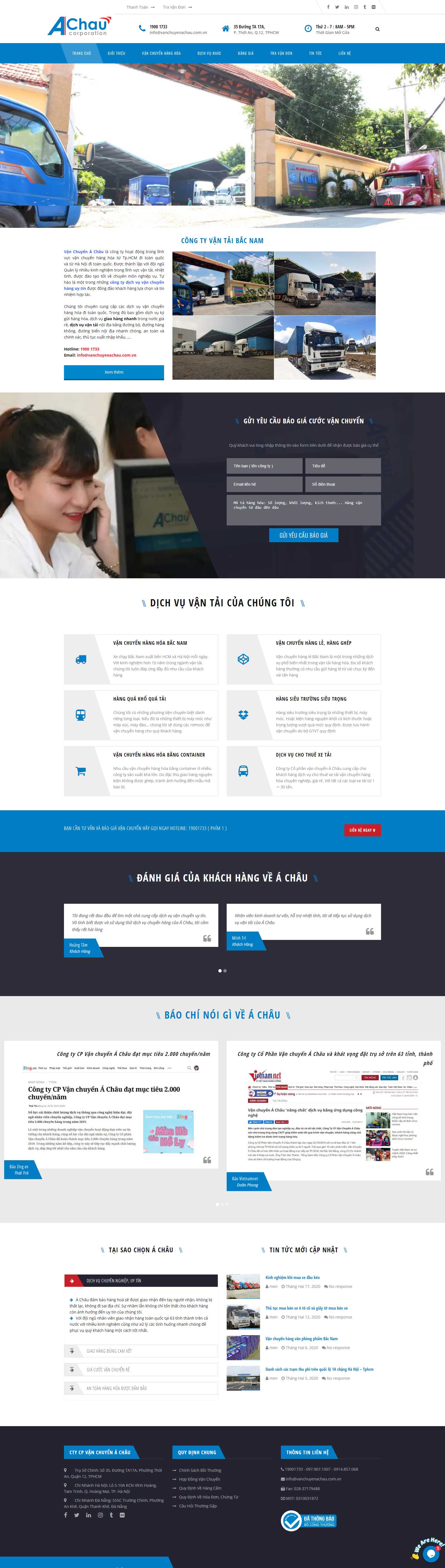 Thiết kế Website vận tải - vanchuyenachau.com.vn - VietWebGroup.Vn