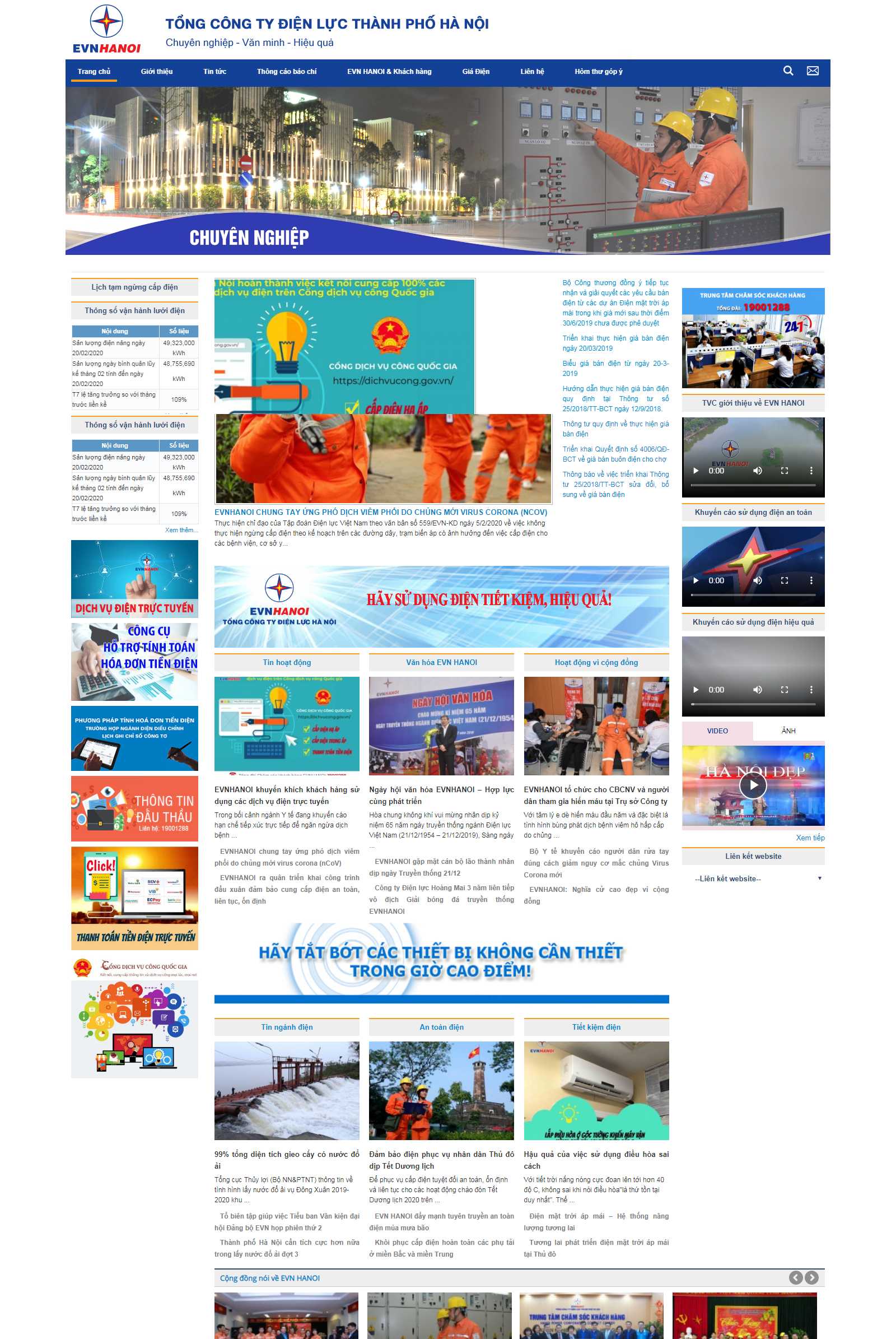 Thiết kế Website điện lực - evnhanoi.vn - VietWebGroup.Vn