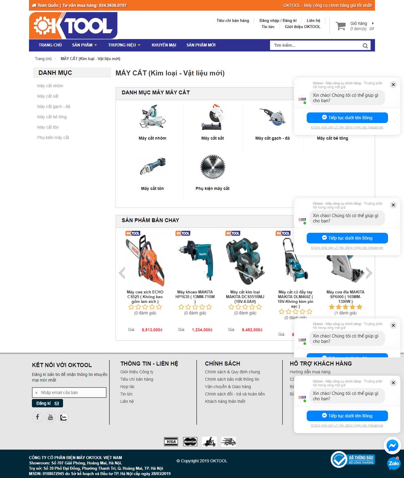 Thiết kế Website máy cắt - oktool.vn - VietWebGroup.Vn
