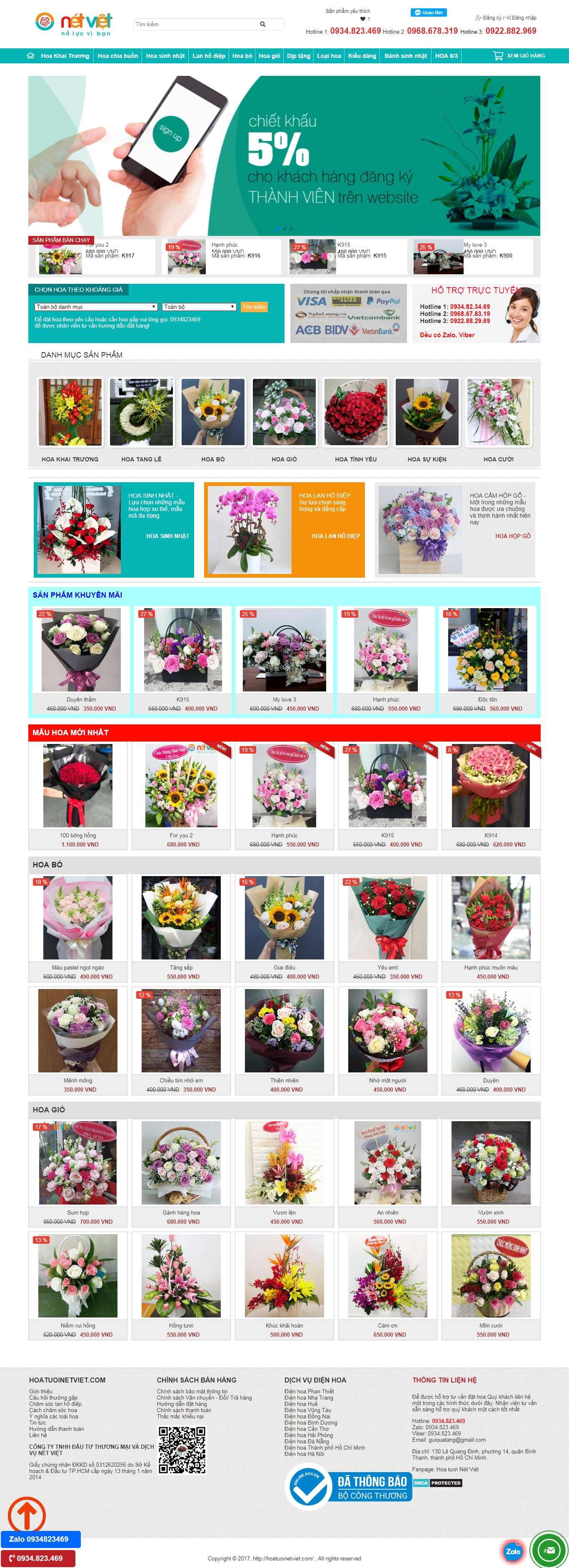 Thiết kế Website shop hoa tươi - hoatuoinetviet.com - VietWebGroup.Vn