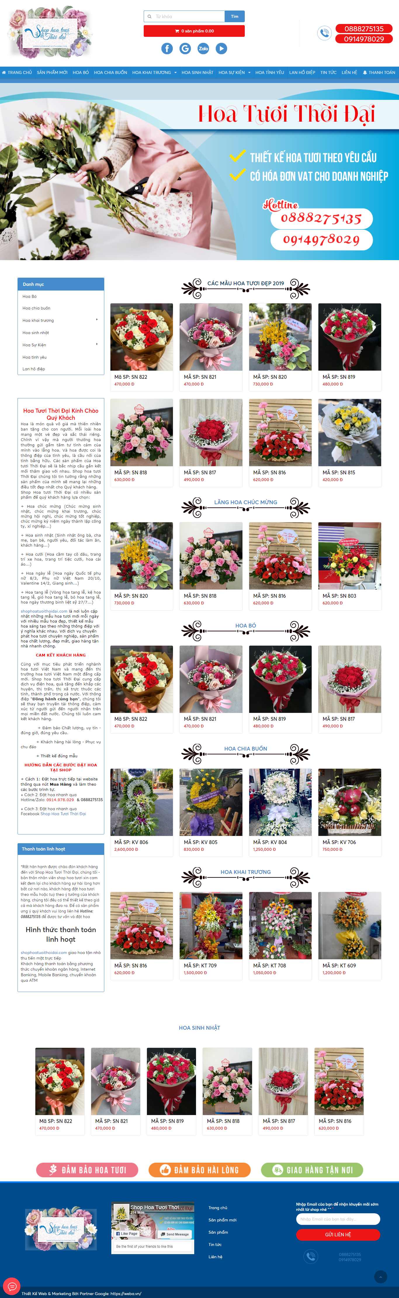 Thiết kế Website shop hoa tươi - shophoatuoithoidai.com - VietWebGroup.Vn