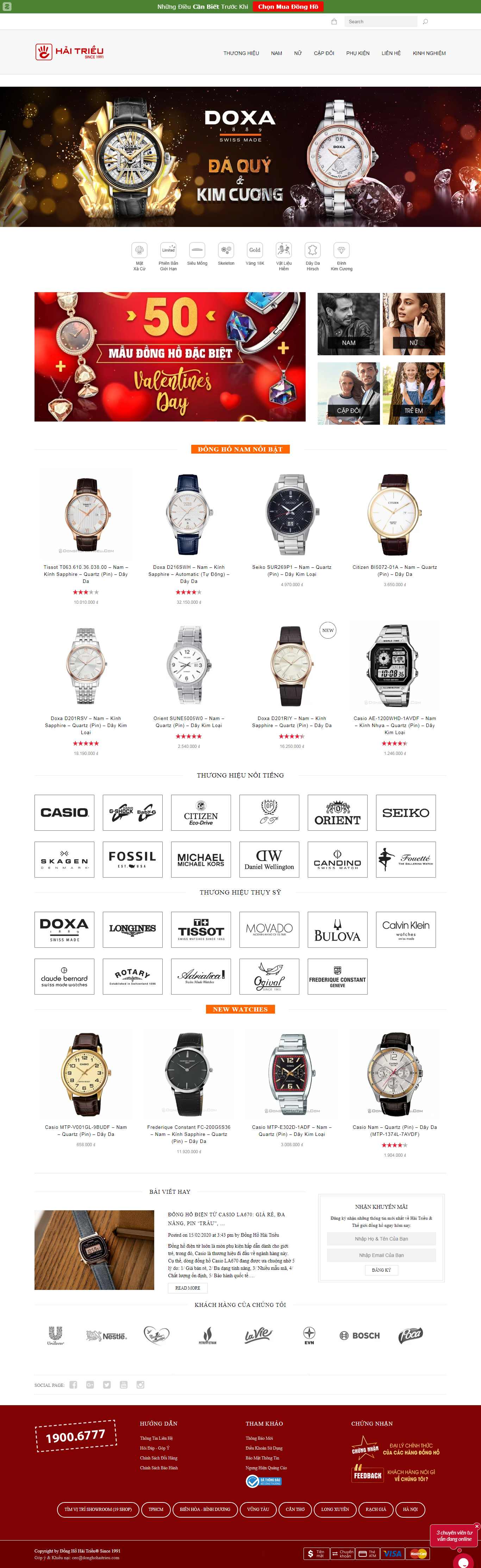 Thiết kế Website shop đồng hồ - donghohaitrieu.com - VietWebGroup.Vn