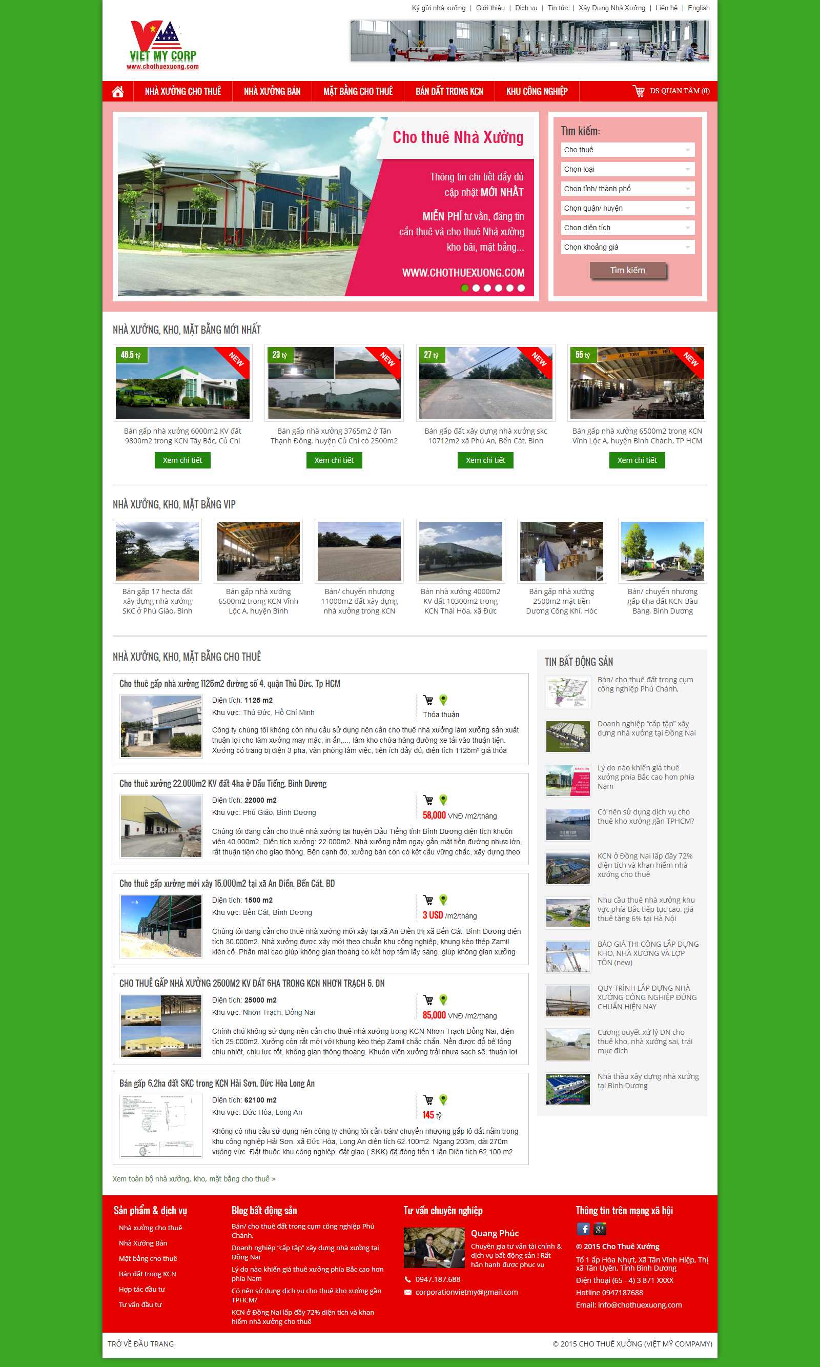 Thiết kế Website thuê nhà xưởng - chothuexuong.com - VietWebGroup.Vn