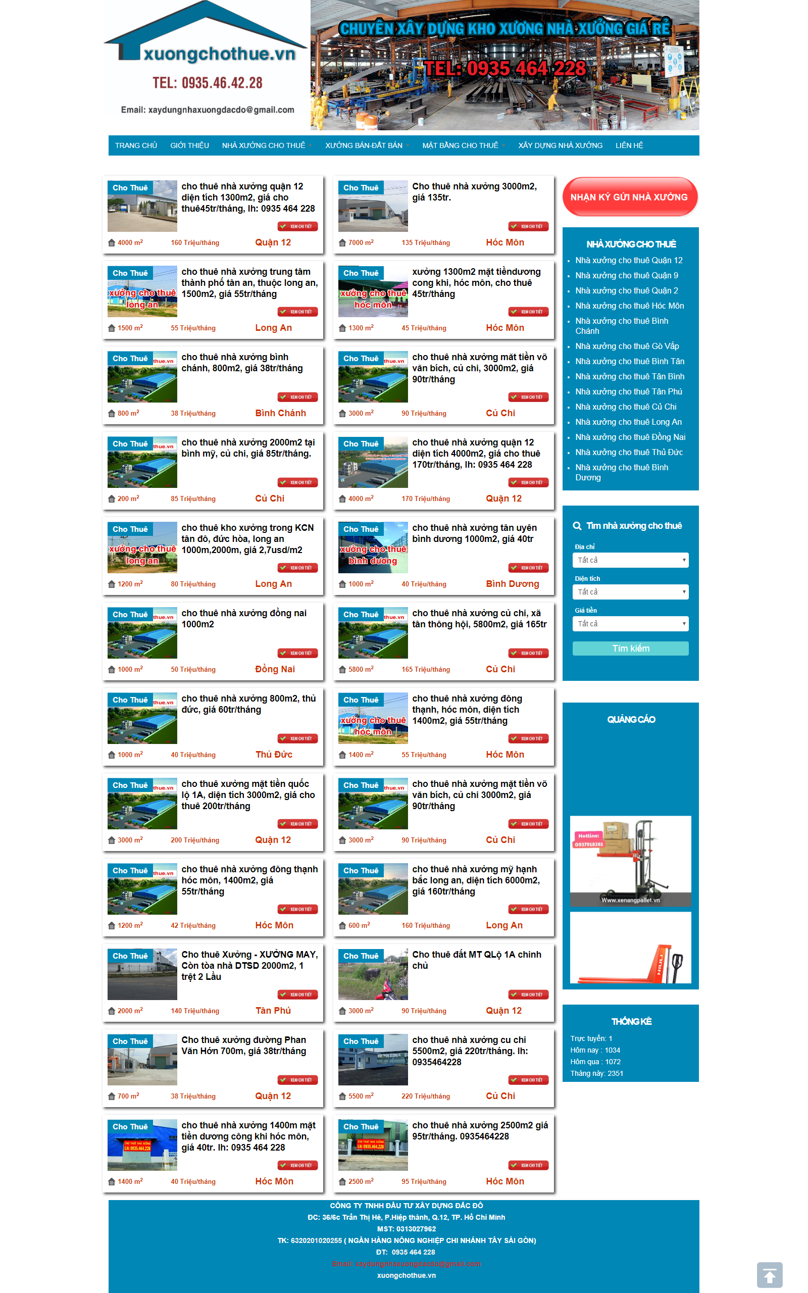 Thiết kế Website thuê nhà xưởng - xuongchothue.vn - VietWebGroup.Vn