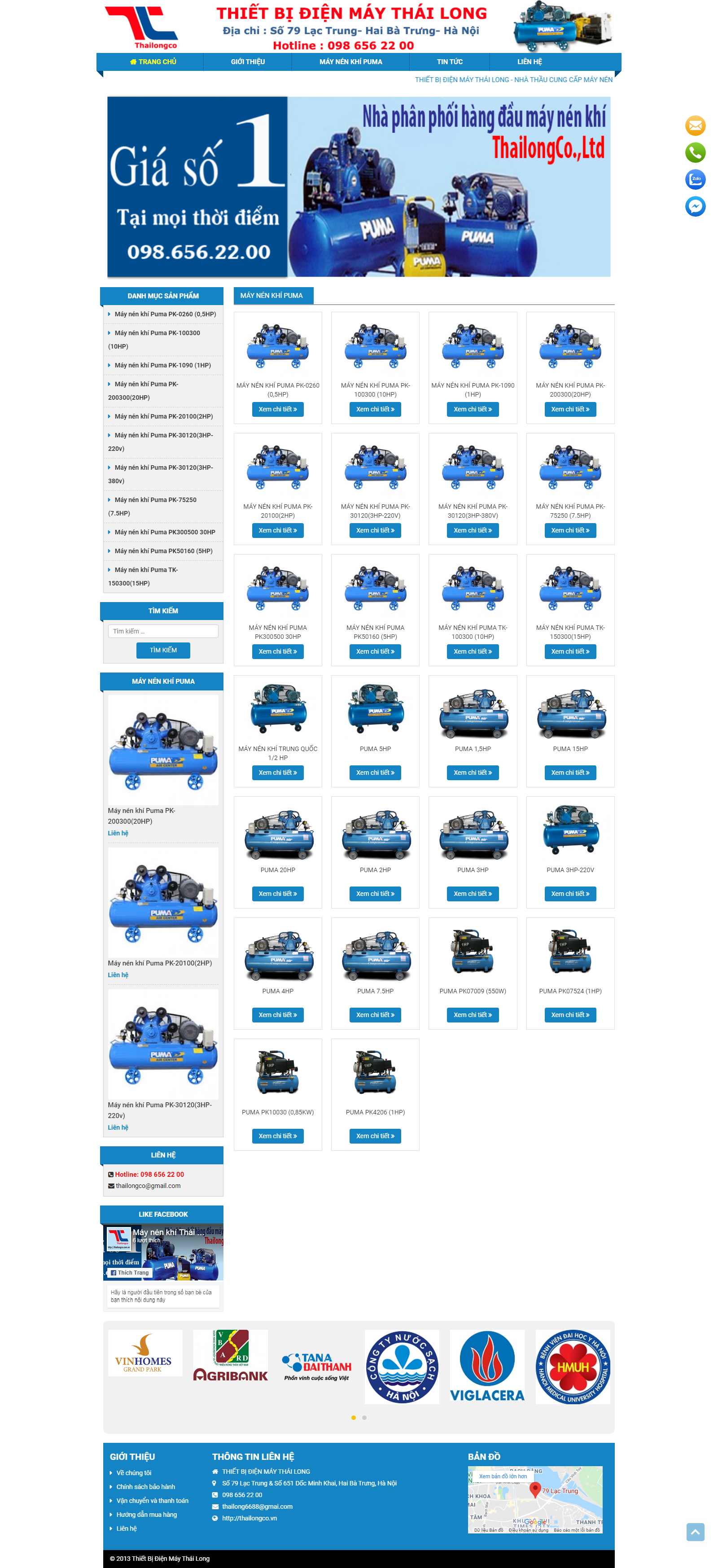 Thiết kế Website máy nèn khí - thailongco.vn - VietWebGroup.Vn