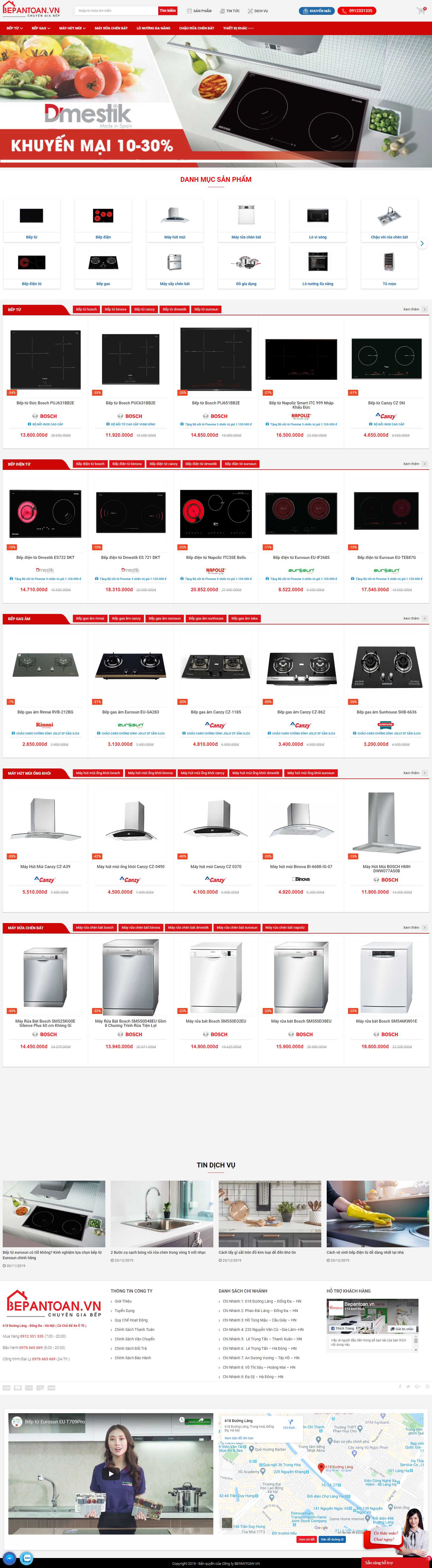 Thiết kế Website máy rữa bát - bepantoan.vn - VietWebGroup.Vn
