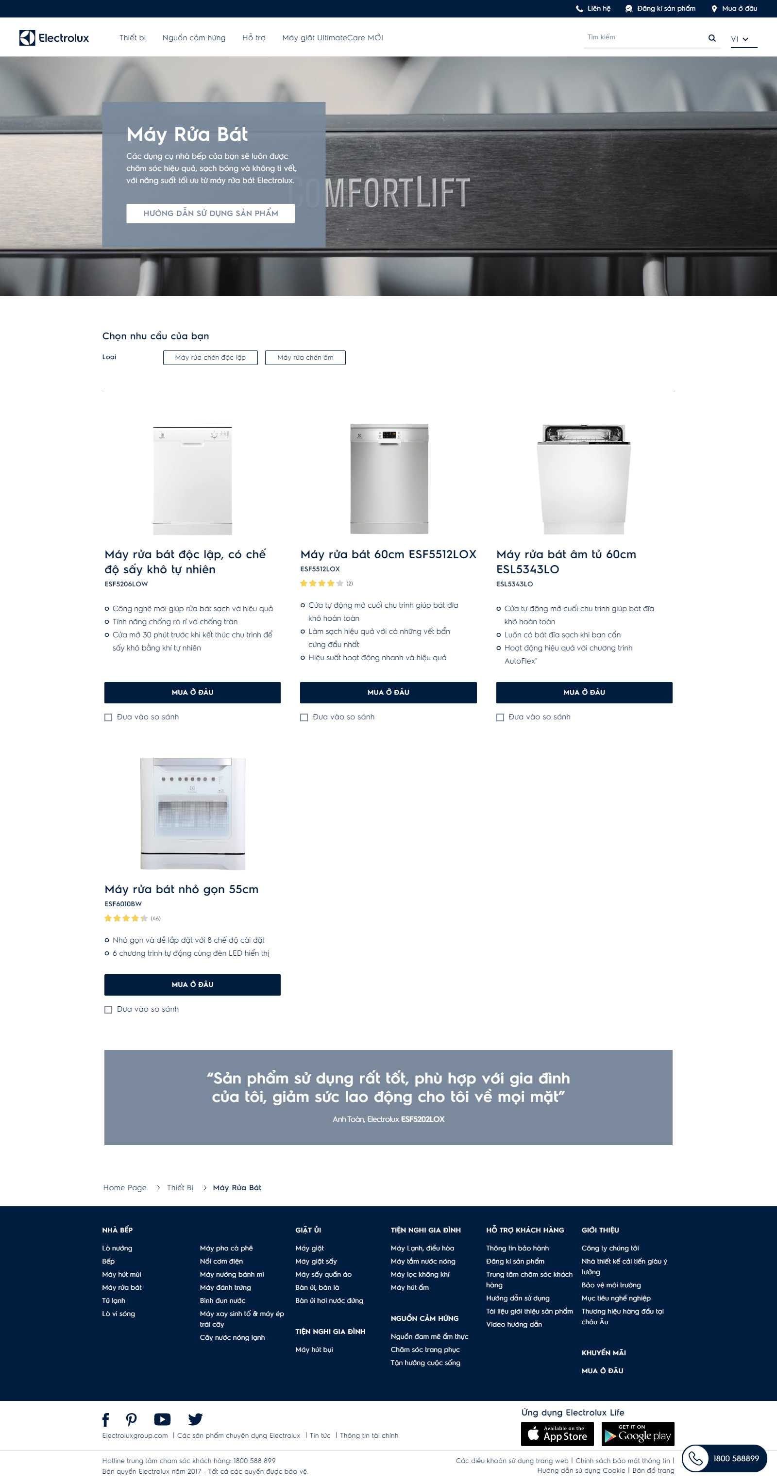 Thiết kế Website máy rữa bát - www.electrolux.vn - VietWebGroup.Vn