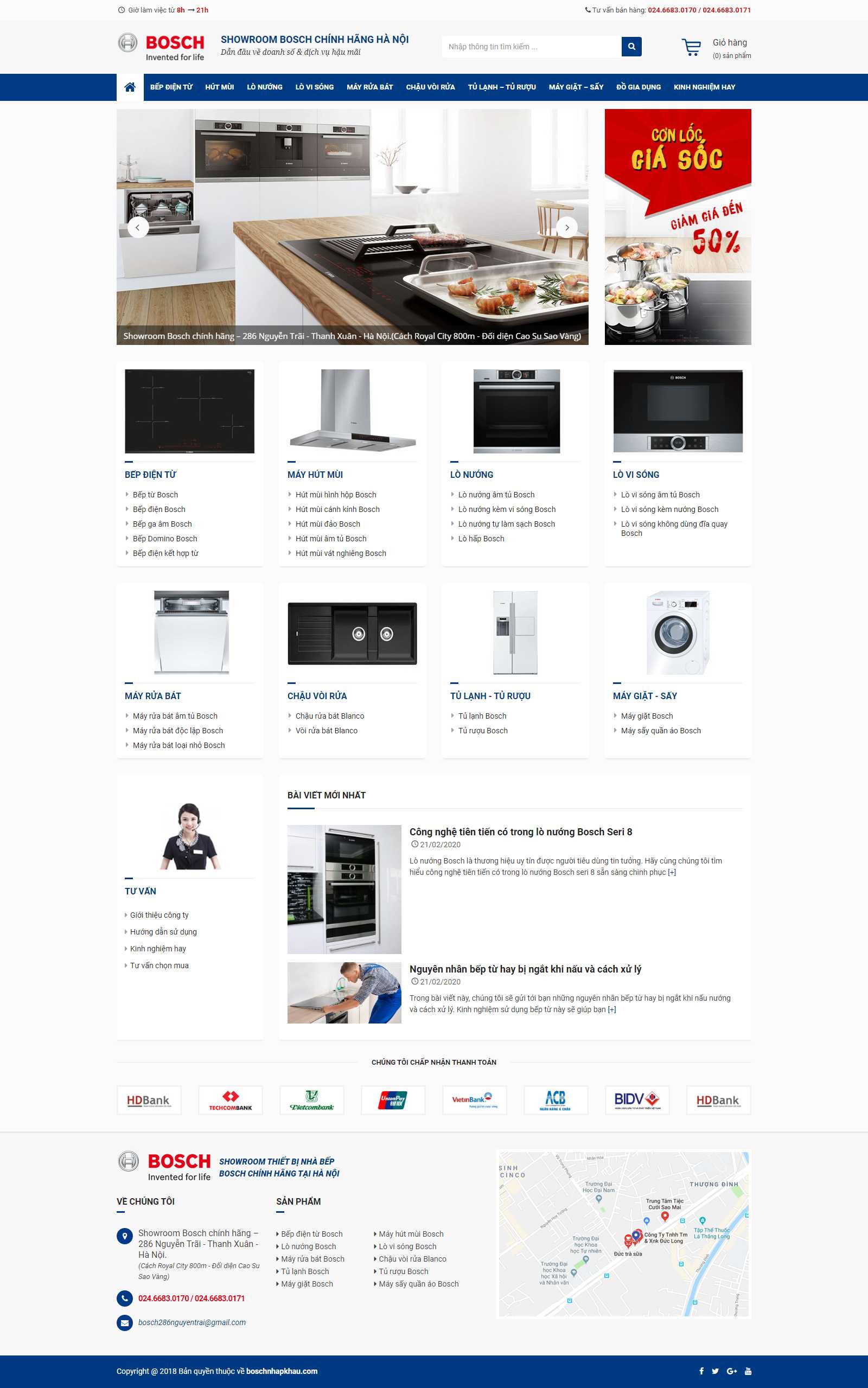 Thiết kế Website máy rữa bát - boschnhapkhau.com - VietWebGroup.Vn