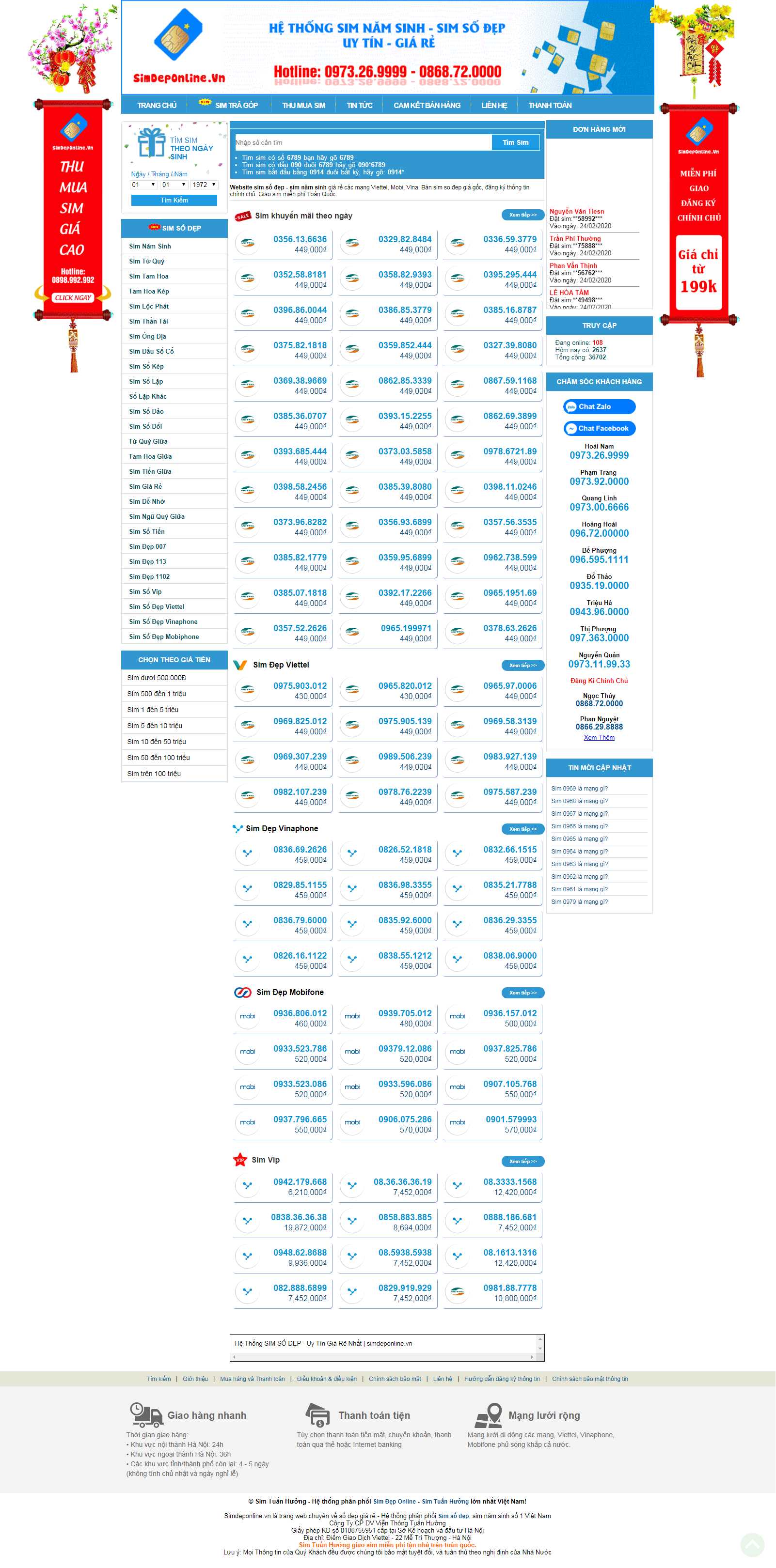 Thiết kế Website sim số đẹp - simdeponline.vn - VietWebGroup.Vn