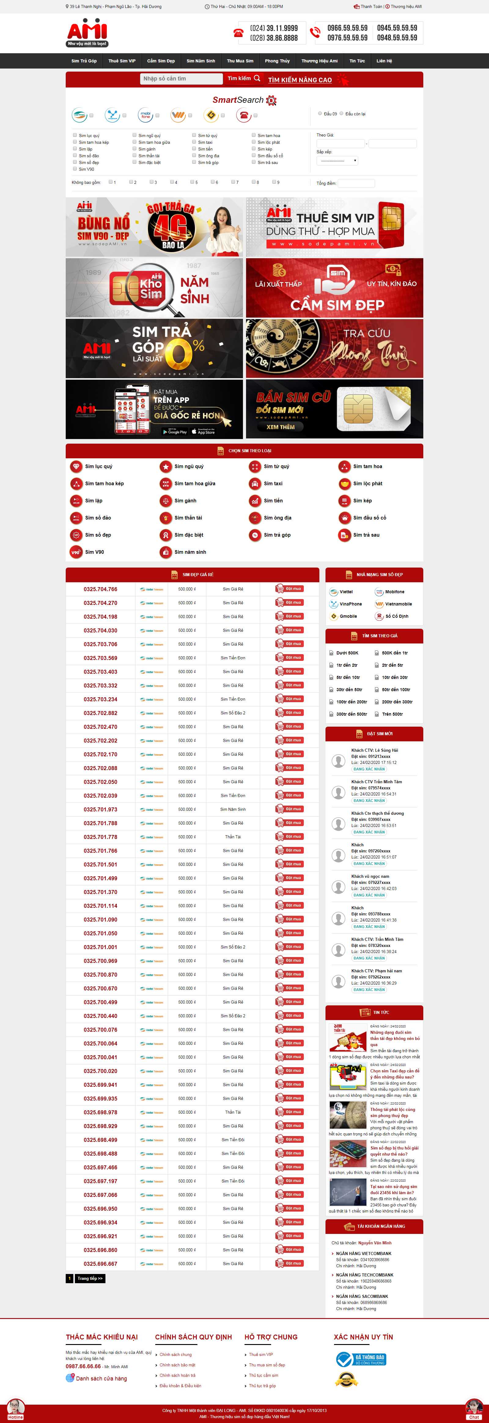 Thiết kế Website sim số đẹp - sodepami.vn - VietWebGroup.Vn
