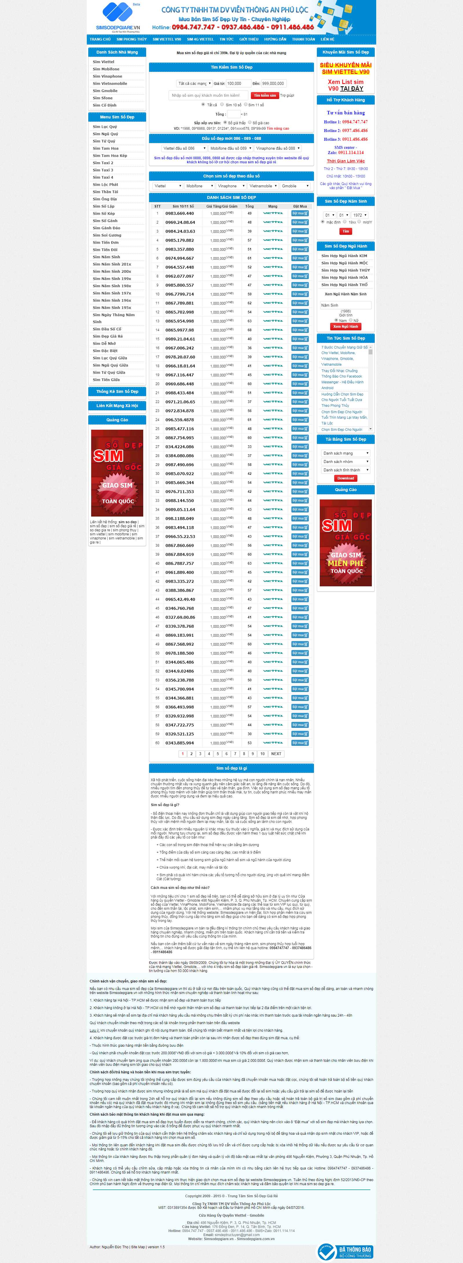 Thiết kế Website chuẩn seo - simsodepgiare.vn - VietWebGroup.Vn
