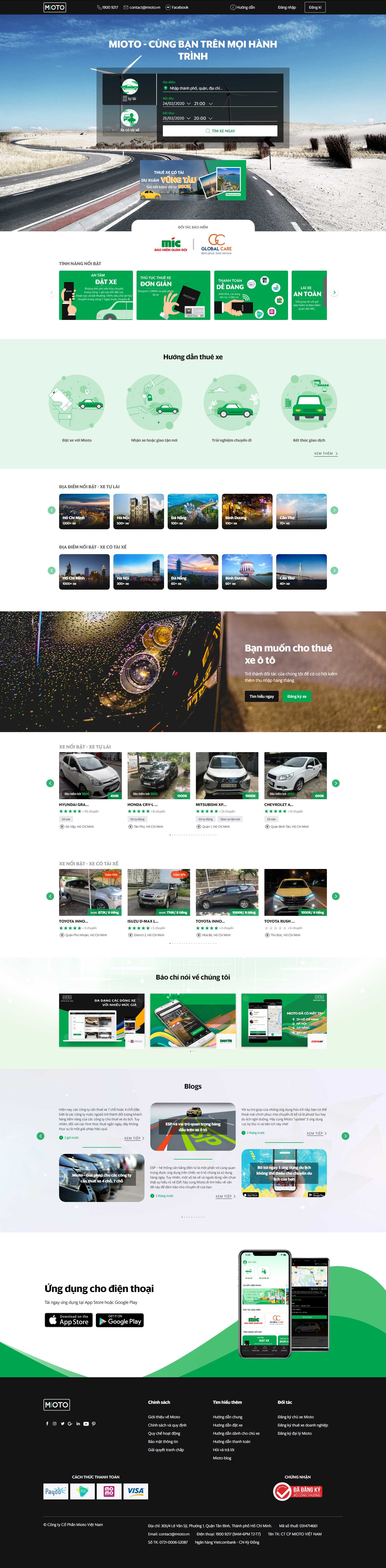Thiết kế Website thuê xe - www.mioto.vn - VietWebGroup.Vn