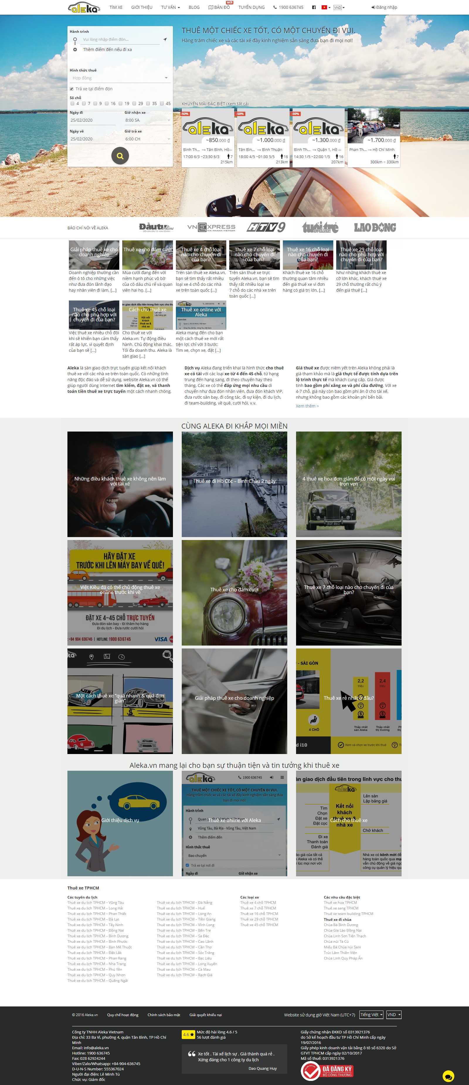 Thiết kế Website thuê xe - aleka.vn - VietWebGroup.Vn