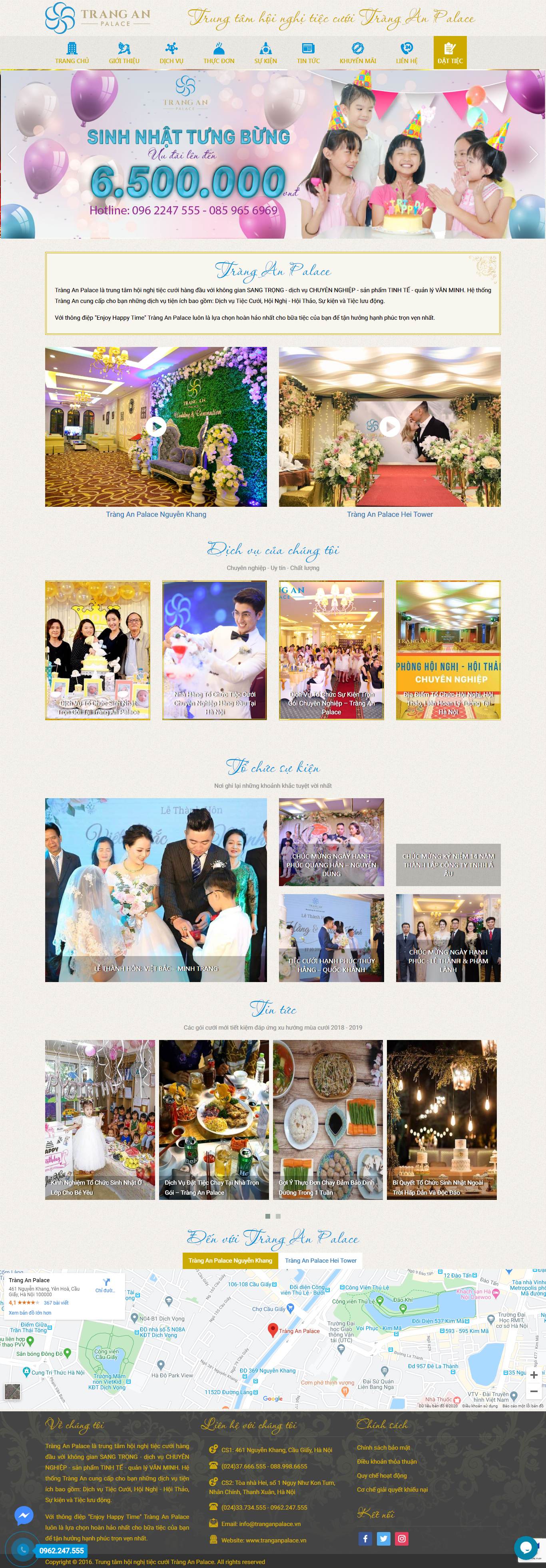 Thiết kế Website tổ chức sự kiện - tranganpalace.vn - VietWebGroup.Vn