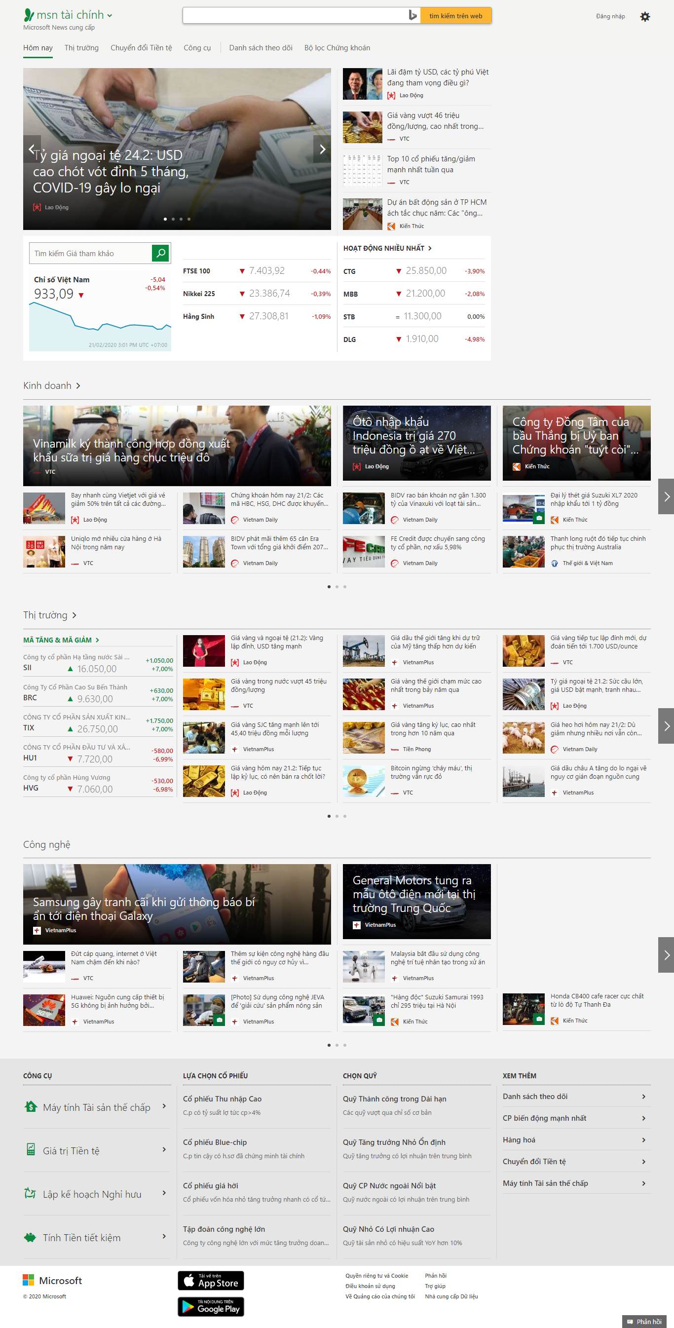 Thiết kế Website tài chính - www.msn.com - VietWebGroup.Vn
