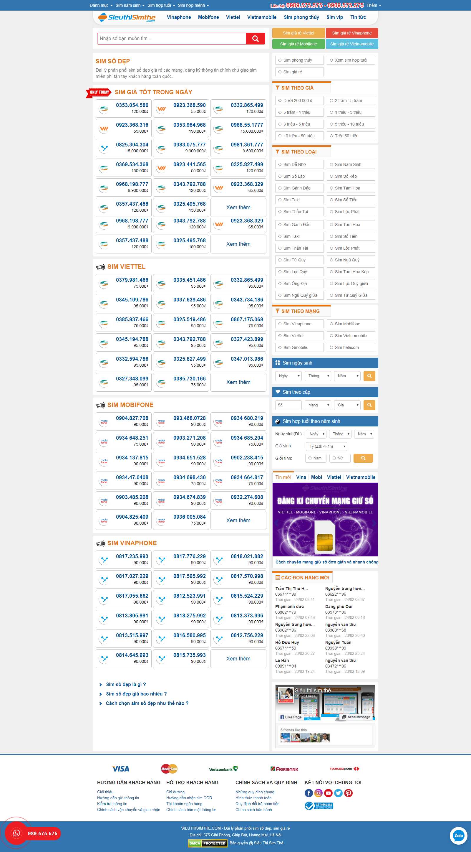 Thiết kế Website sim thẻ - sieuthisimthe.com - VietWebGroup.Vn