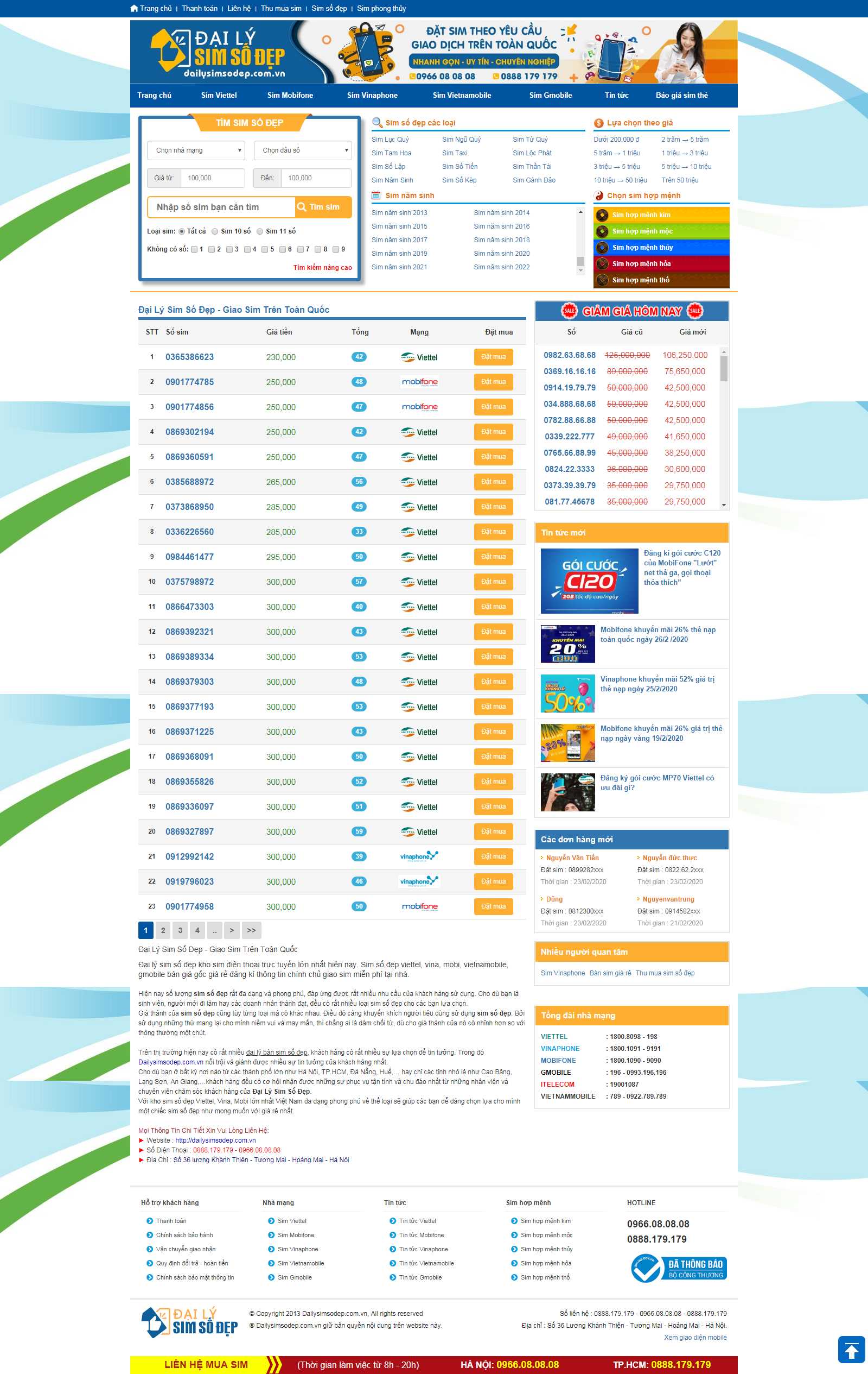 Thiết kế Website sim thẻ - dailysimsodep.com.vn - VietWebGroup.Vn