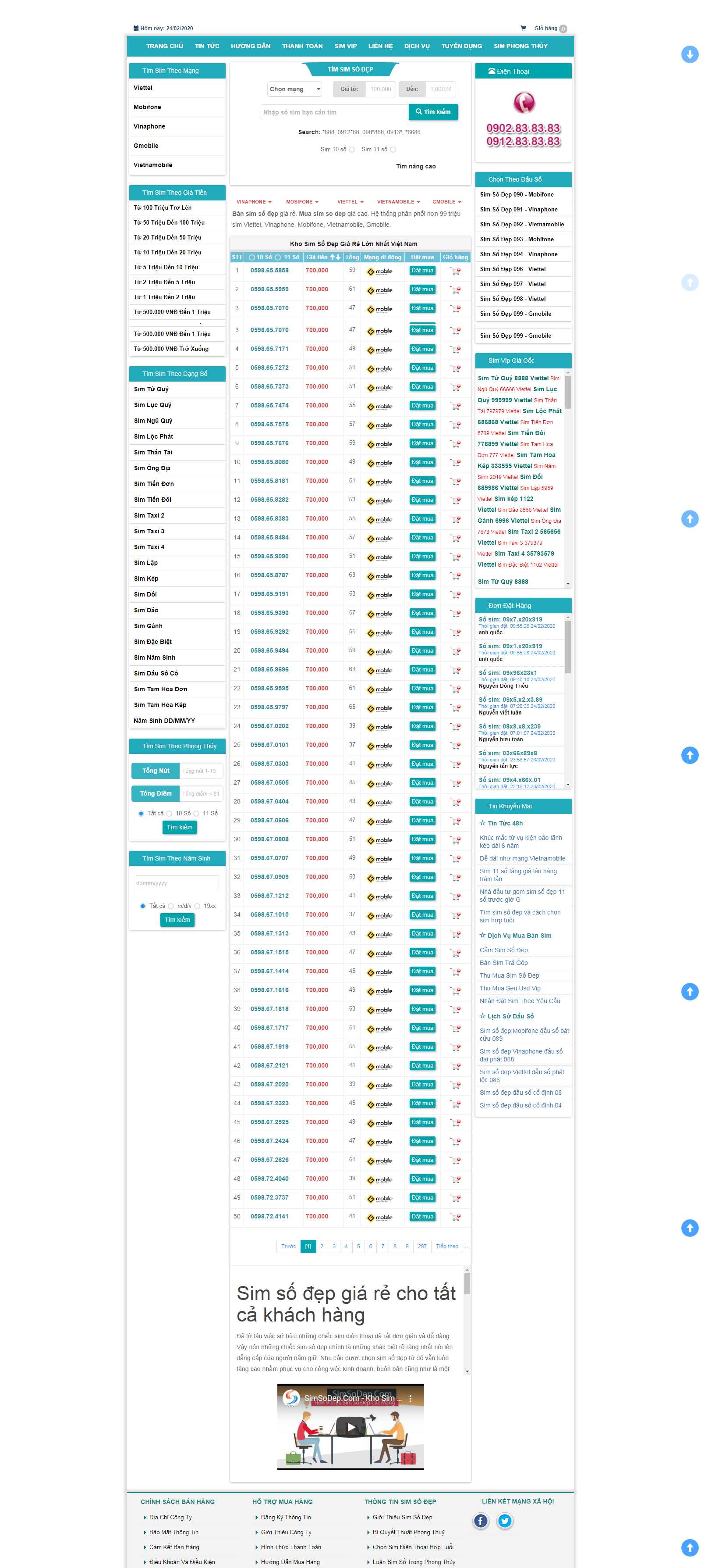 Thiết kế Website sim thẻ - simsodep.com - VietWebGroup.Vn