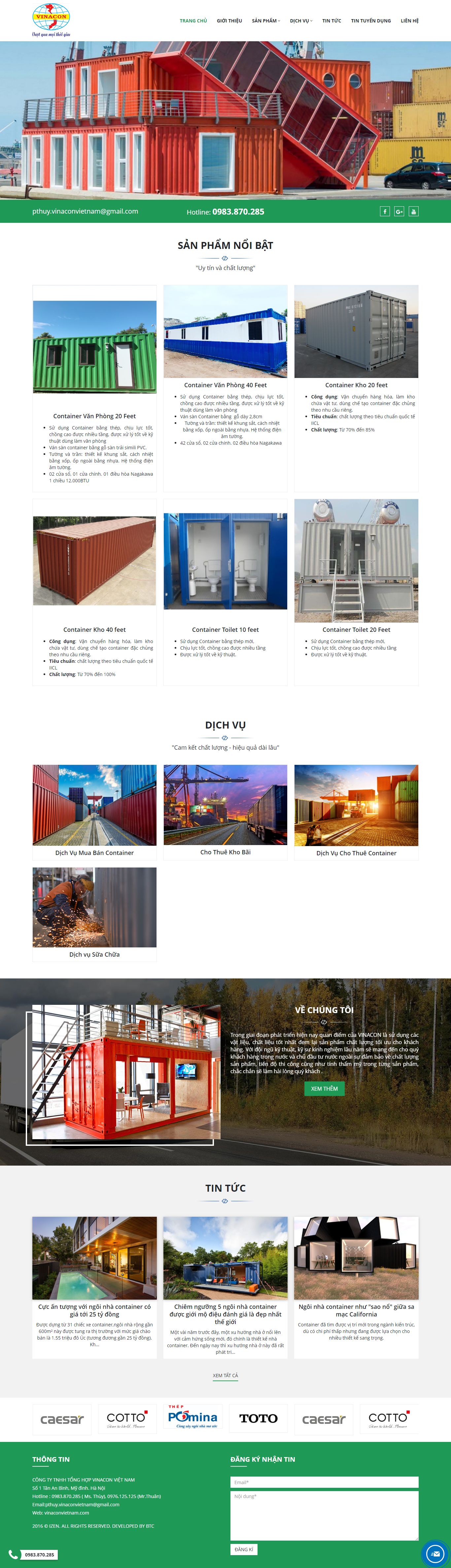 Thiết kế Website container - vinaconvietnam.com - VietWebGroup.Vn