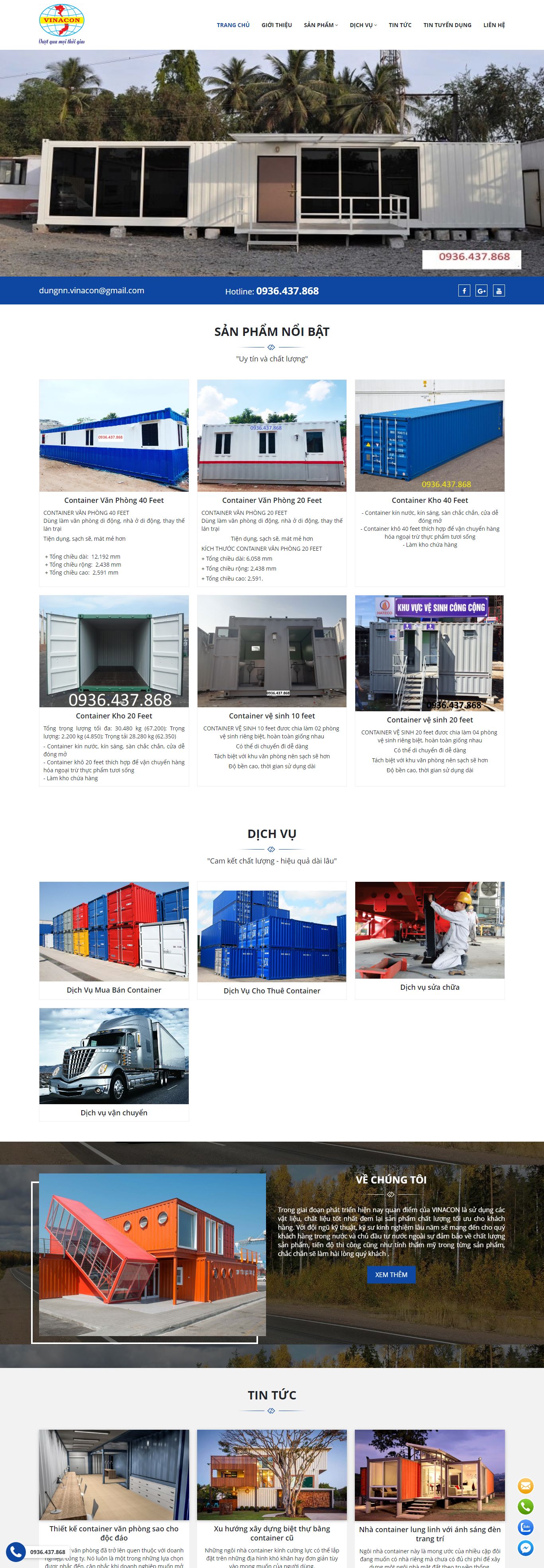 Thiết kế Website container - vinaconvietnam.vn - VietWebGroup.Vn