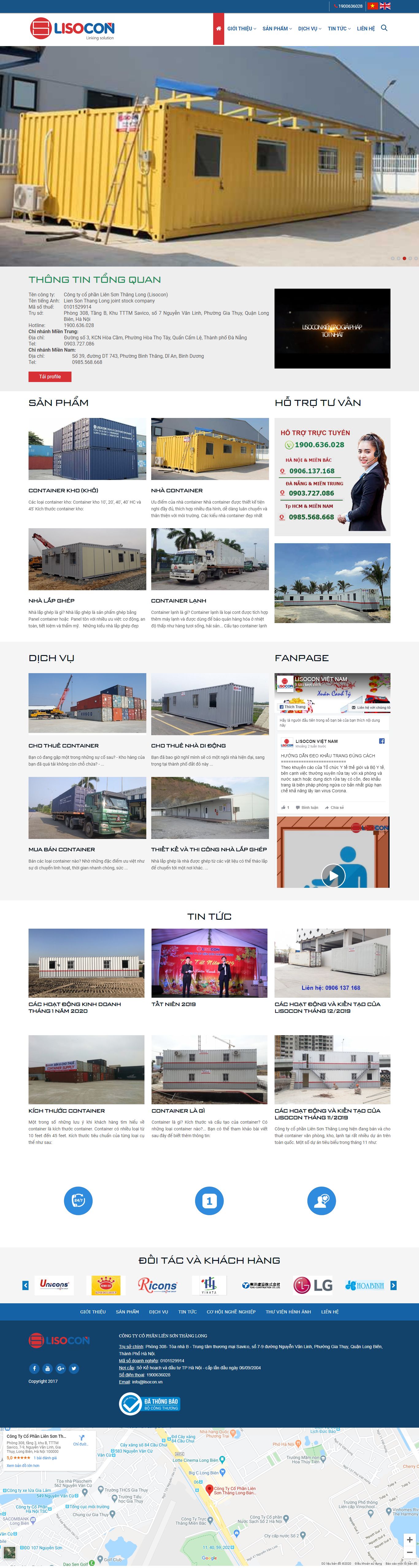 Thiết kế Website container - lisocon.vn - VietWebGroup.Vn