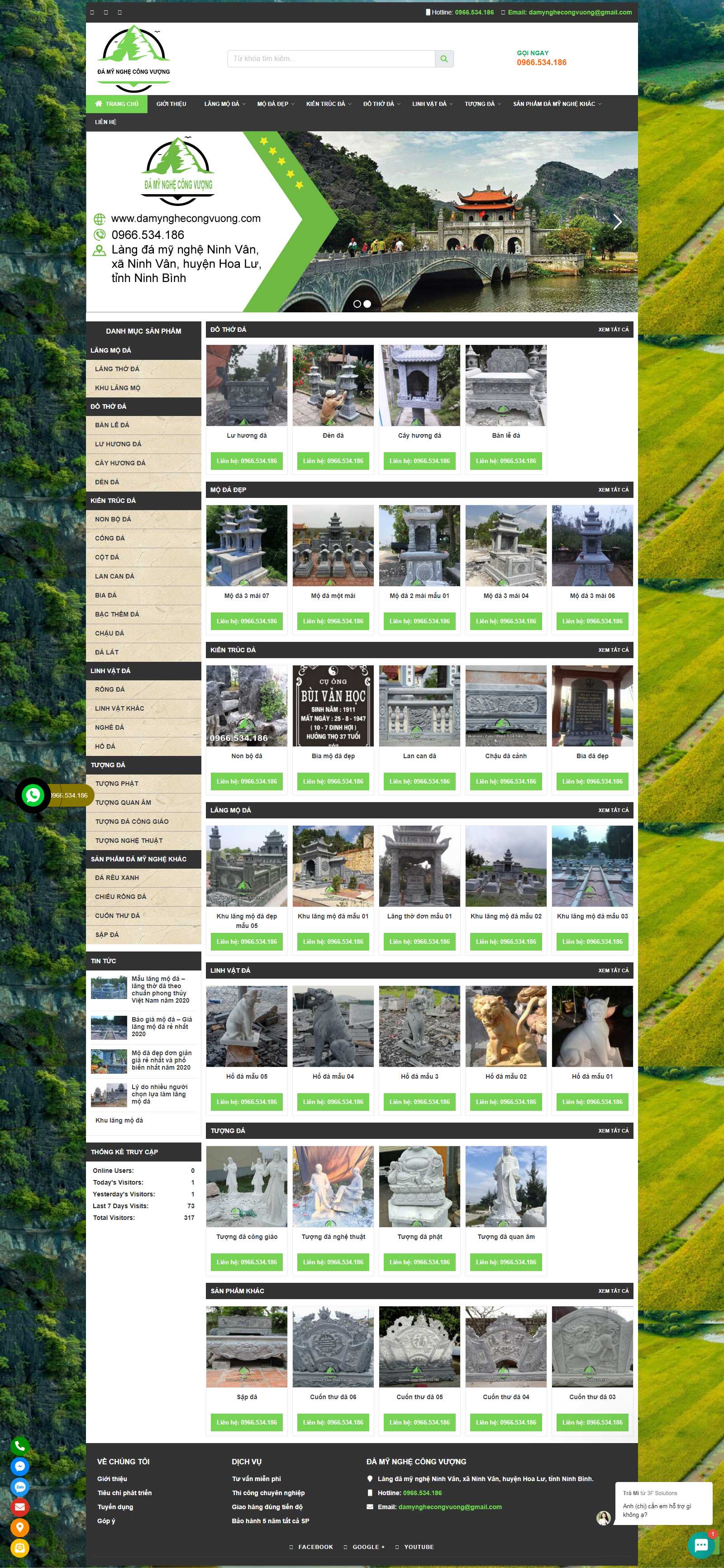 Thiết kế Website đá mỹ nghệ - damynghecongvuong.com - VietWebGroup.Vn