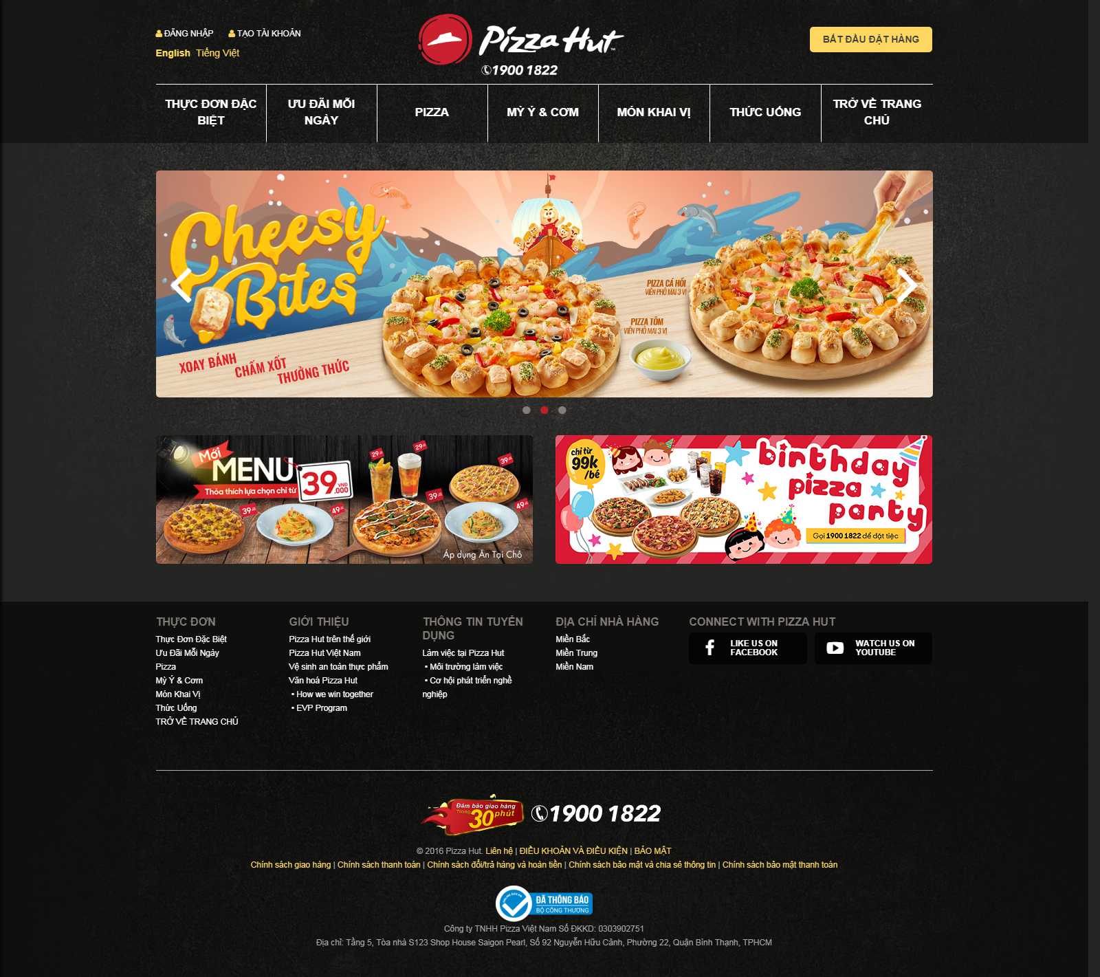 Thiết kế Website bánh pizza - www.pizzahut.vn - VietWebGroup.Vn