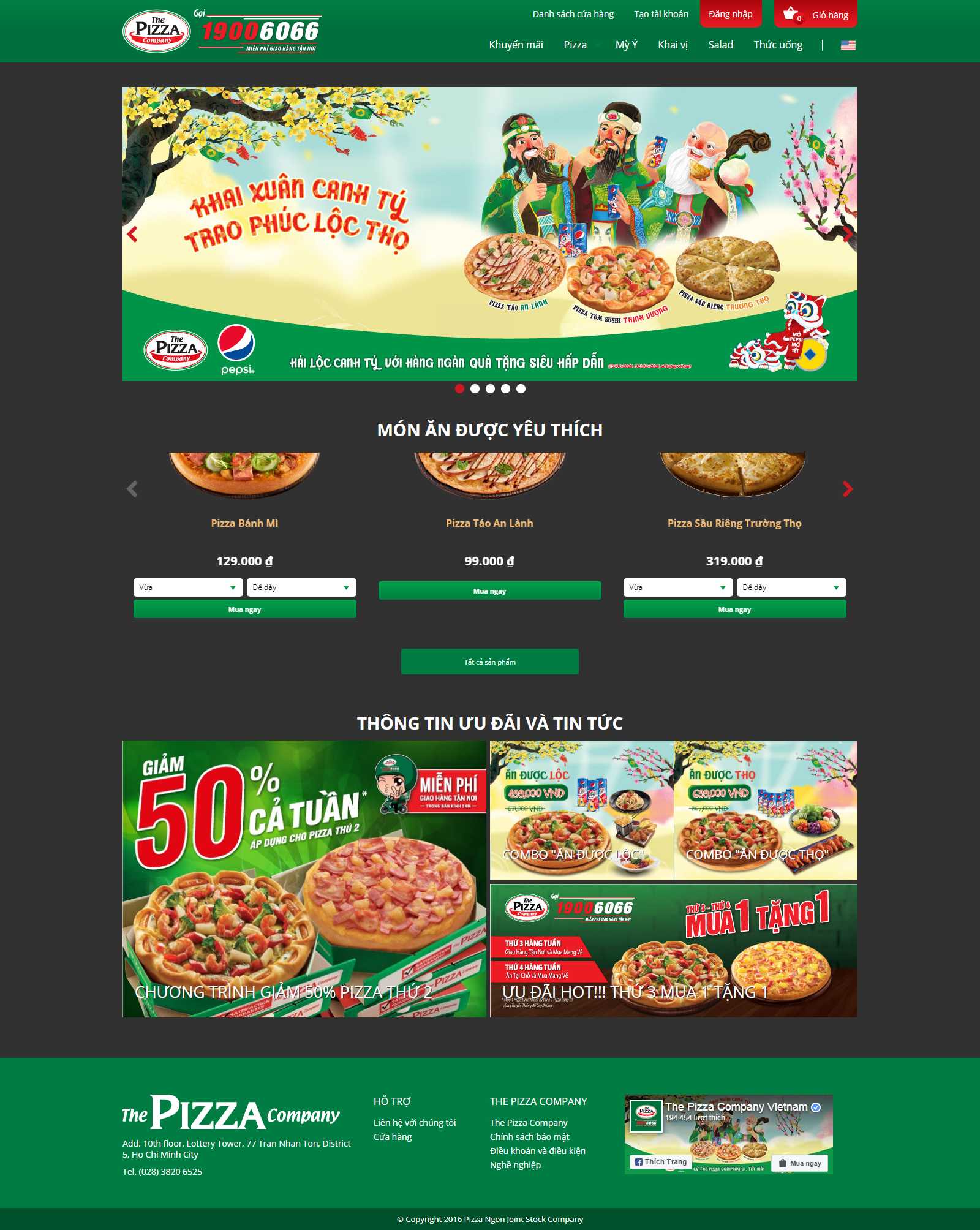 Thiết kế Website bánh pizza - thepizzacompany.vn - VietWebGroup.Vn