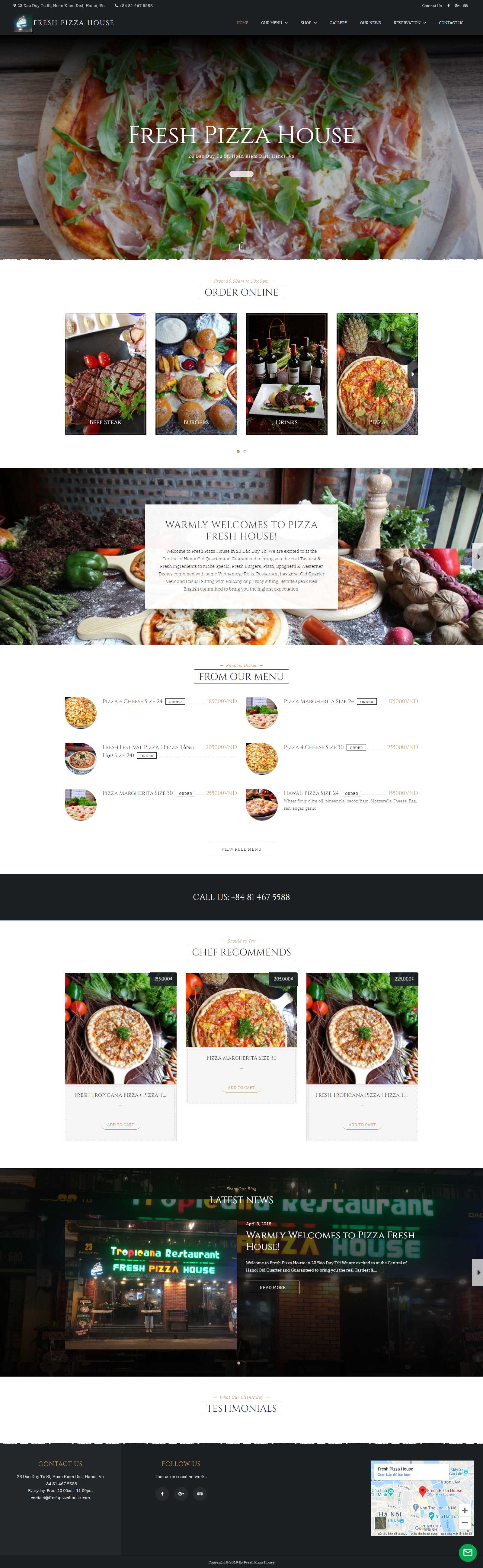 Thiết kế Website bánh pizza - freshpizzahouse.com - VietWebGroup.Vn