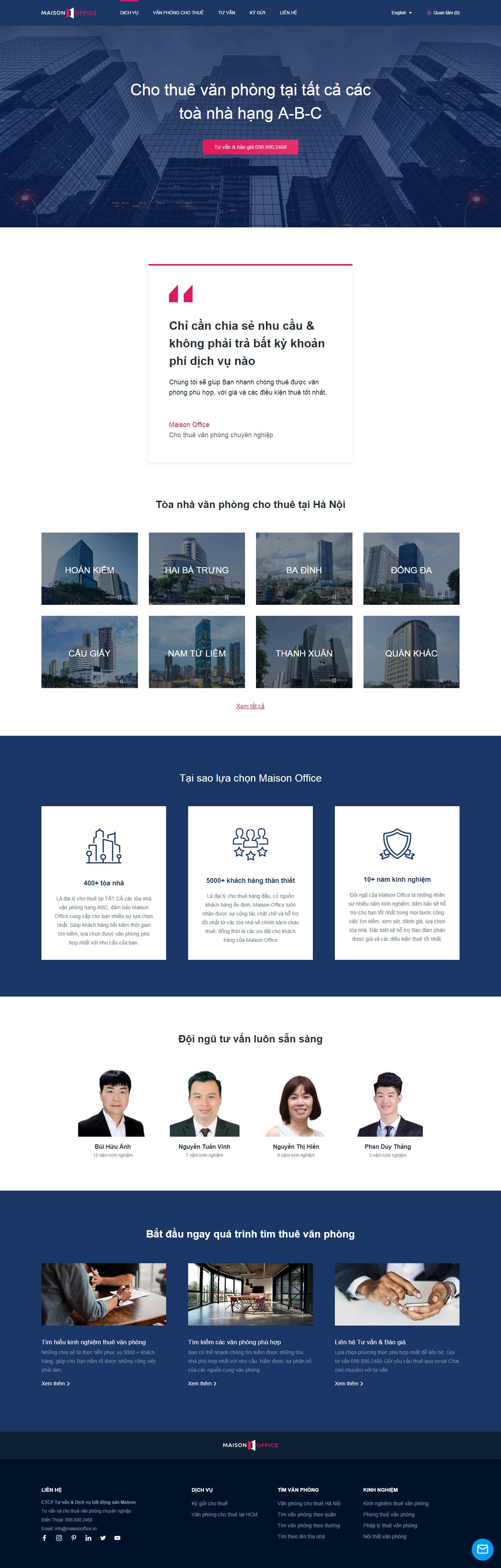 Thiết kế Website cho thuê văn phòng - maisonoffice.vn - VietWebGroup.Vn
