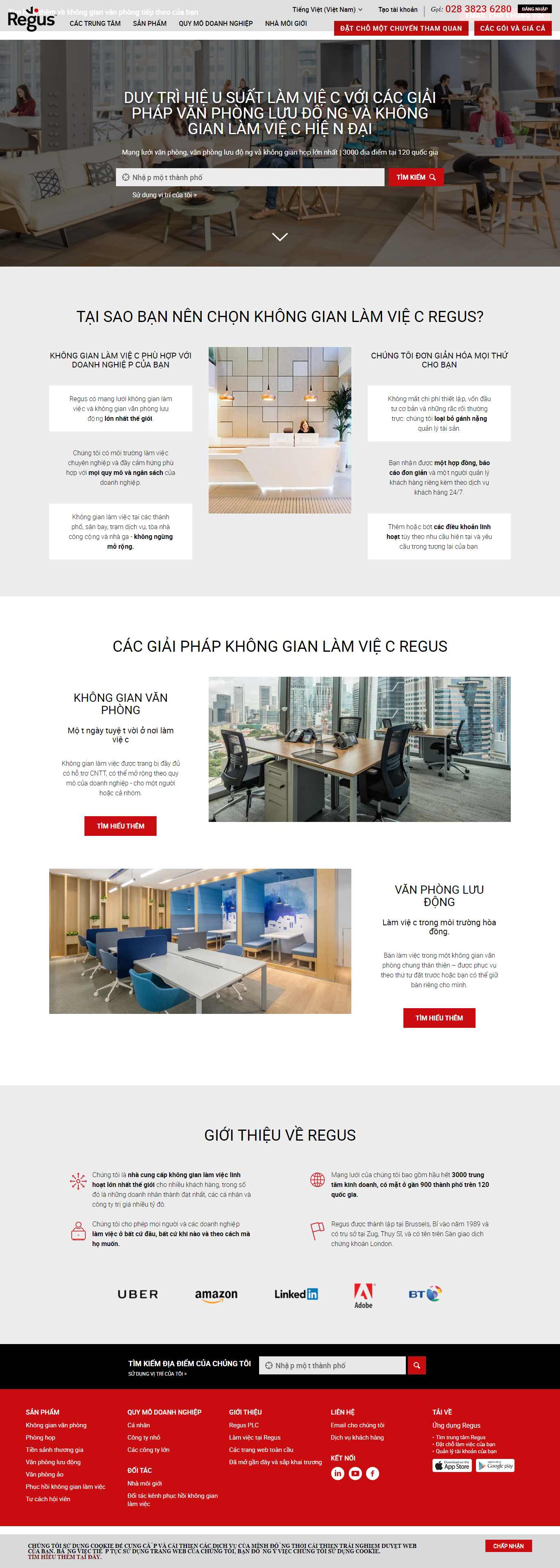 Thiết kế Website cho thuê văn phòng - www.regus.com.vn - VietWebGroup.Vn