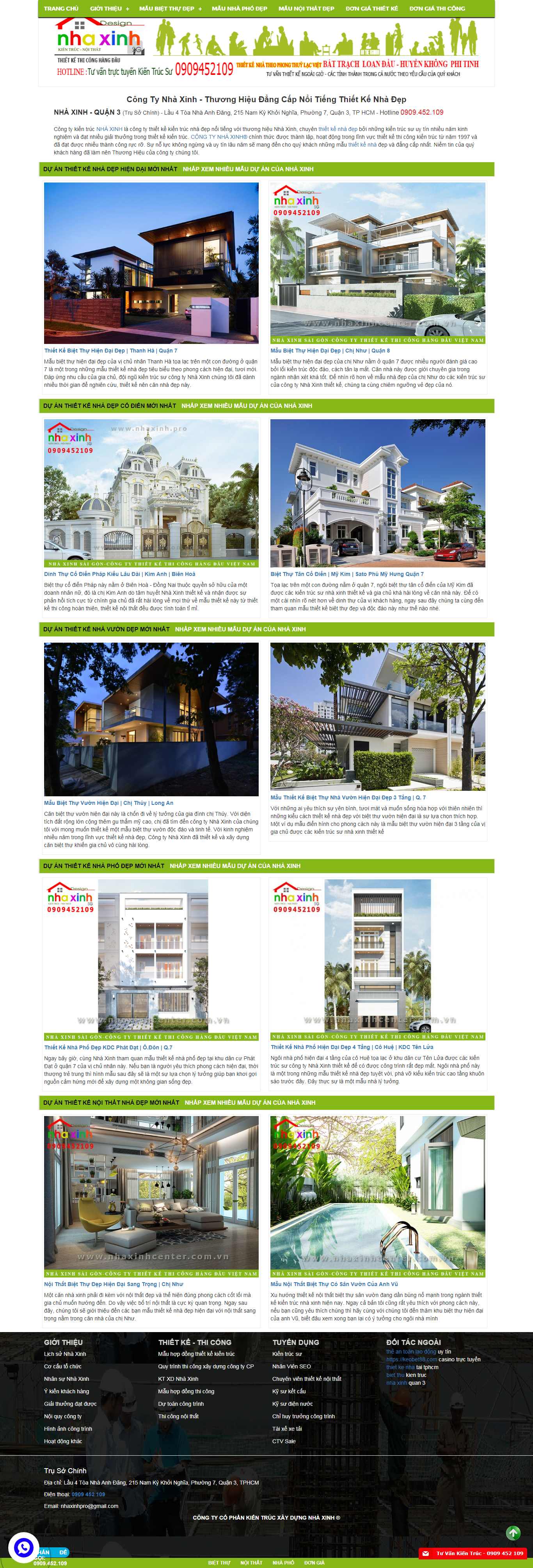 Thiết kế Website trang trí nội thất - nhaxinhcenter.com.vn - VietWebGroup.Vn