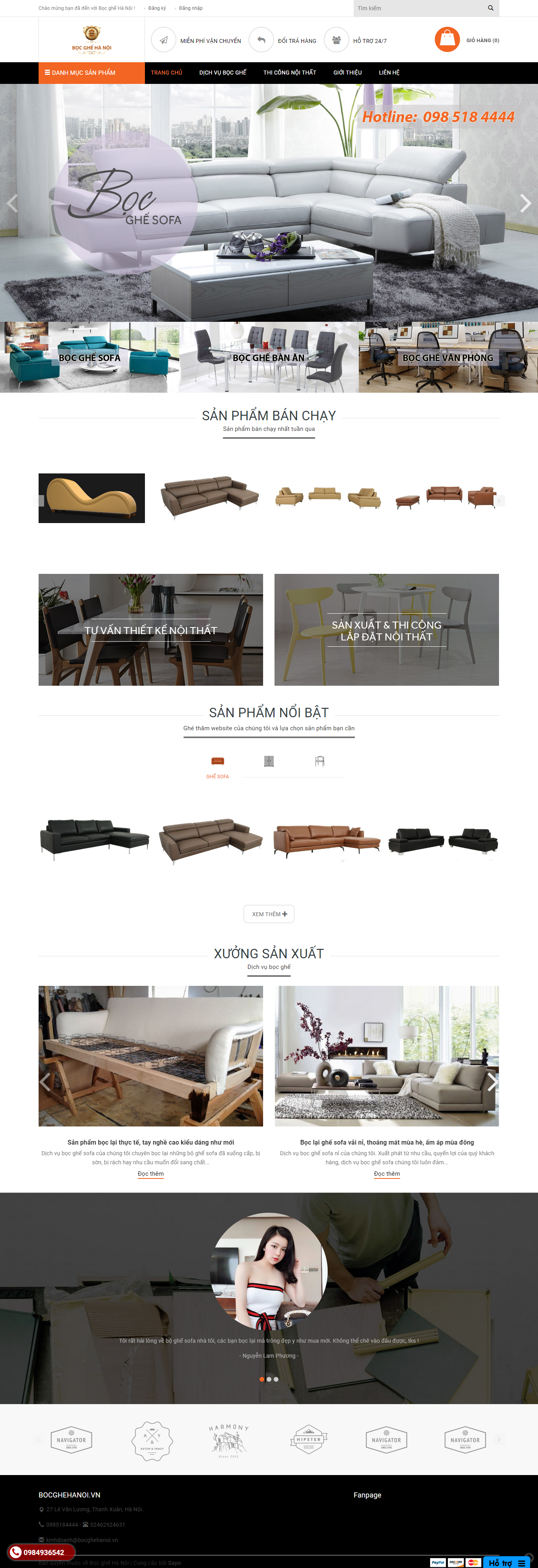 Thiết kế Website bọc ghế da - bocghehanoi.vn - VietWebGroup.Vn