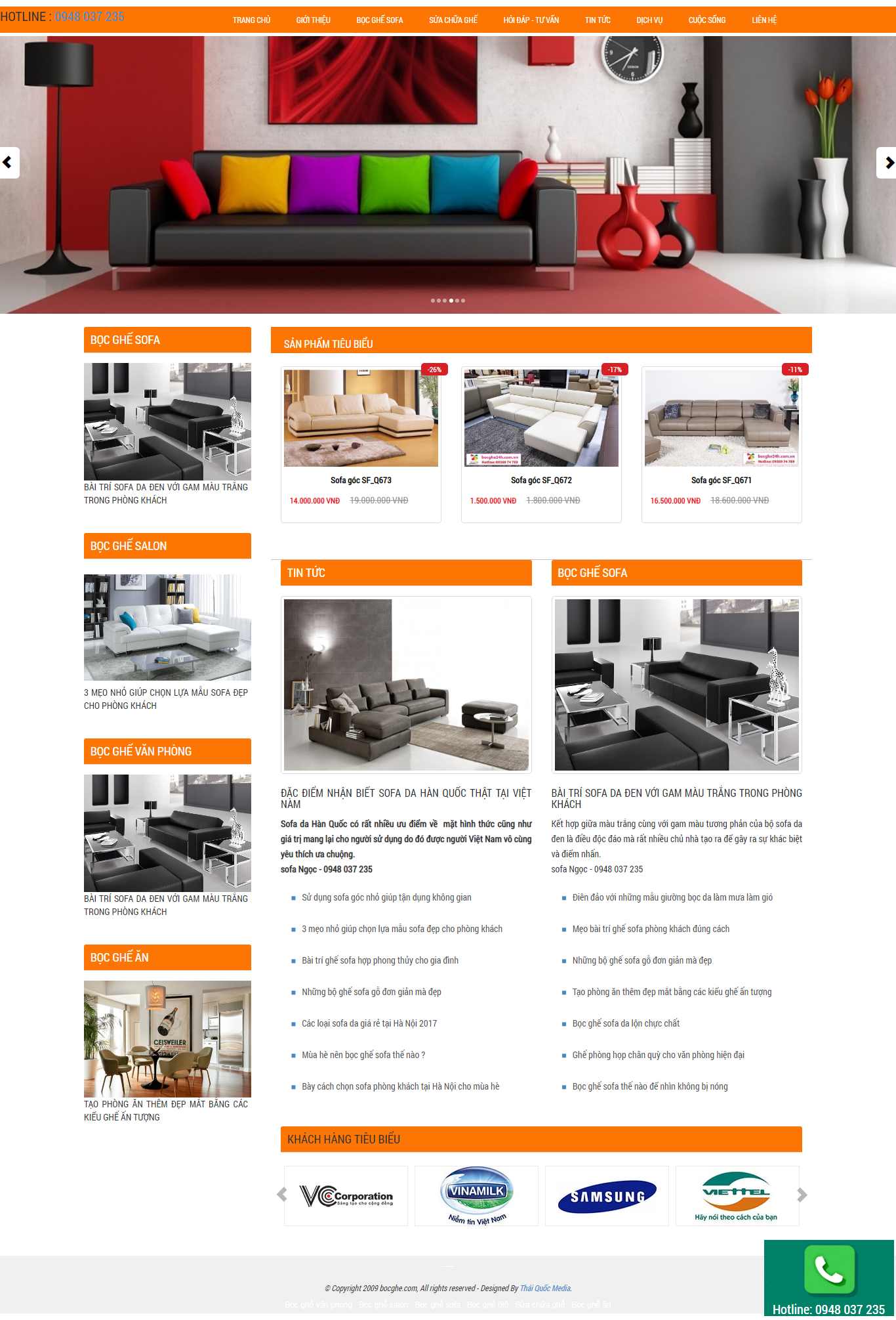 Thiết kế Website bọc ghế da - bocghe.com - VietWebGroup.Vn